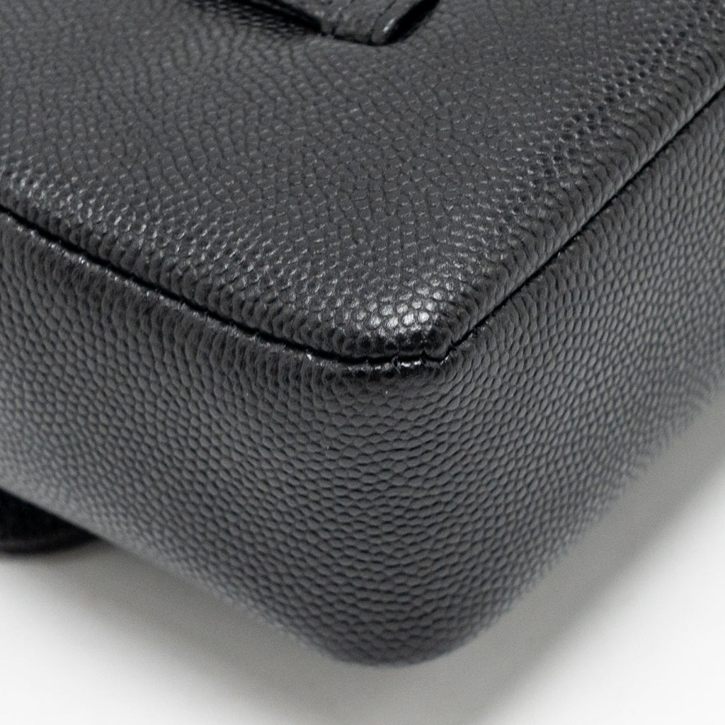 CHANEL 26P PREPPY COCO CLUTCH WITH LEATHER STRAP GRAINED SHINY CALFSKIN BLACK GHW (MICROCHIP)