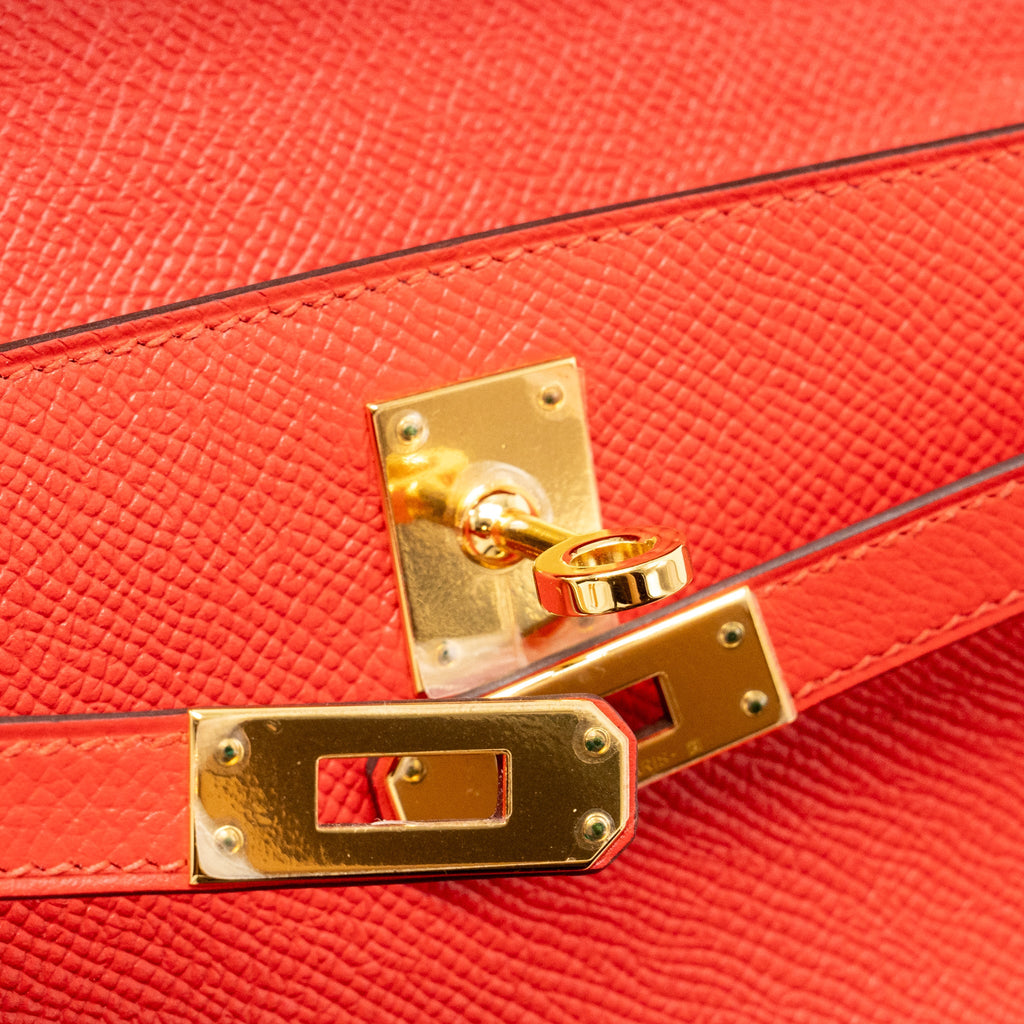 HERMES KELLY POCHETTE EPSOM Q5 ROUGE CASAQUE GHW