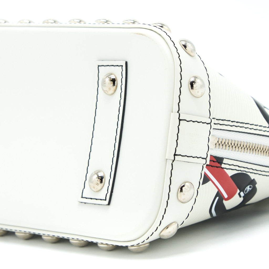 LOUIS VUITTON ALMA BB EN CUIR OCCASION EPI WHITE / BLACK WITH SHW