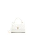 CHANEL SMALL COCO HANDLE CAVIAR WHITE LGHW (MICROCHIP)