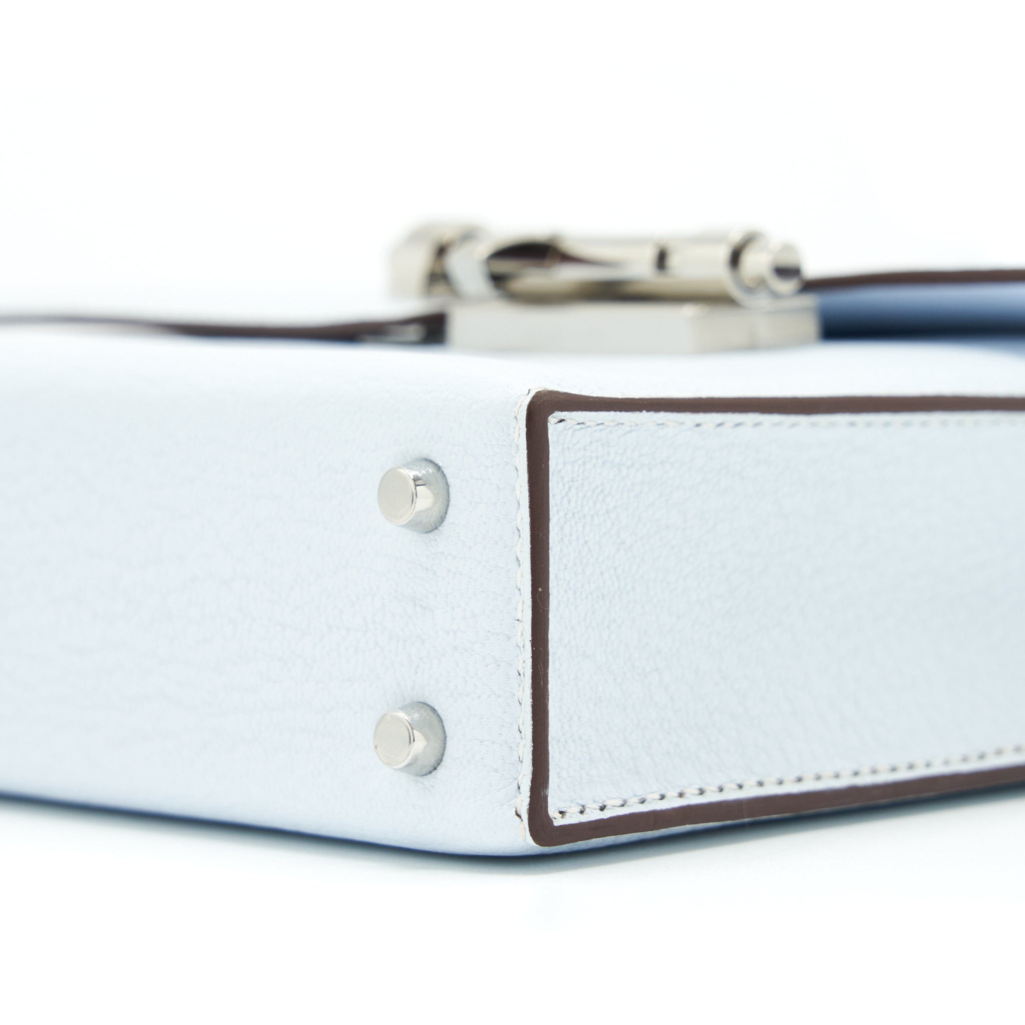 HERMES MINI VERROU BAG CHÈVRE MYSORE T0 BLEU BRUME SHW