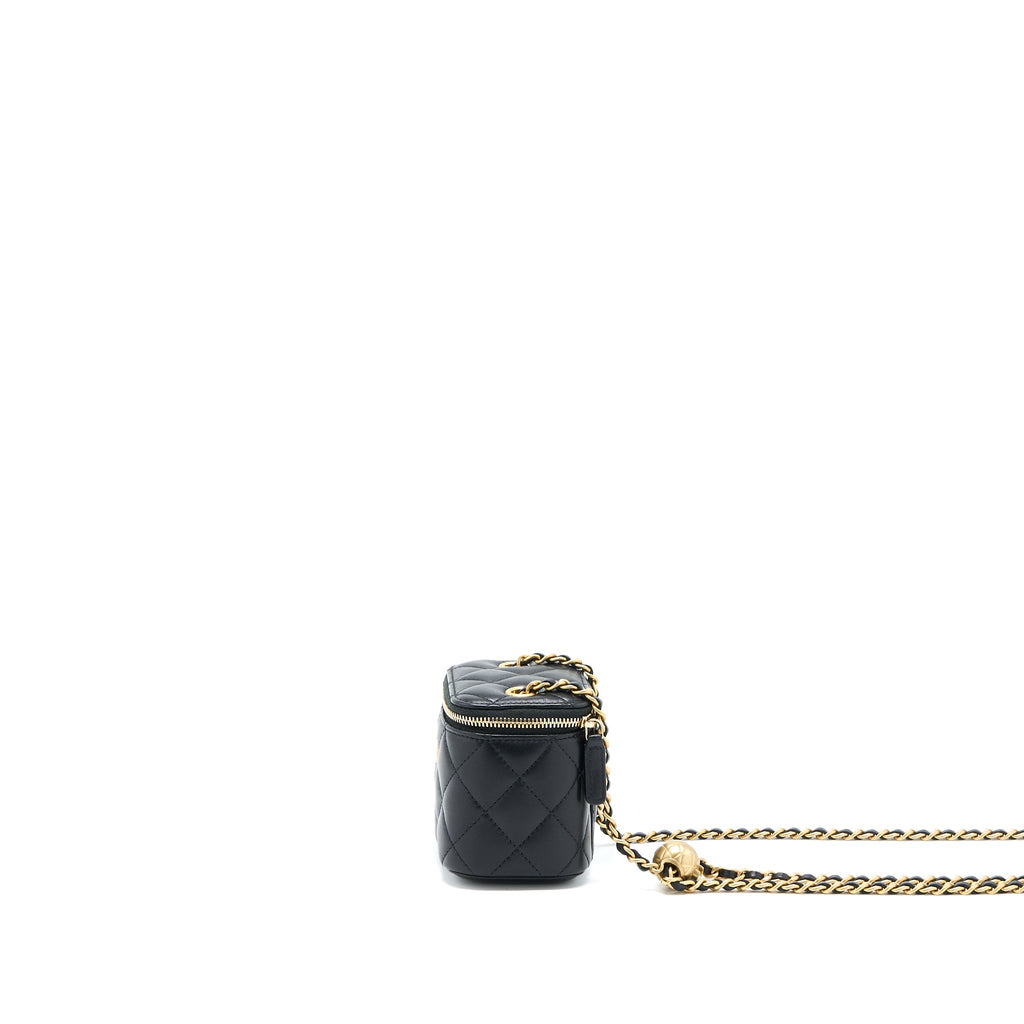 CHANEL PEARL CRUSH MINI VANITY LAMBSKIN BLACK GHW