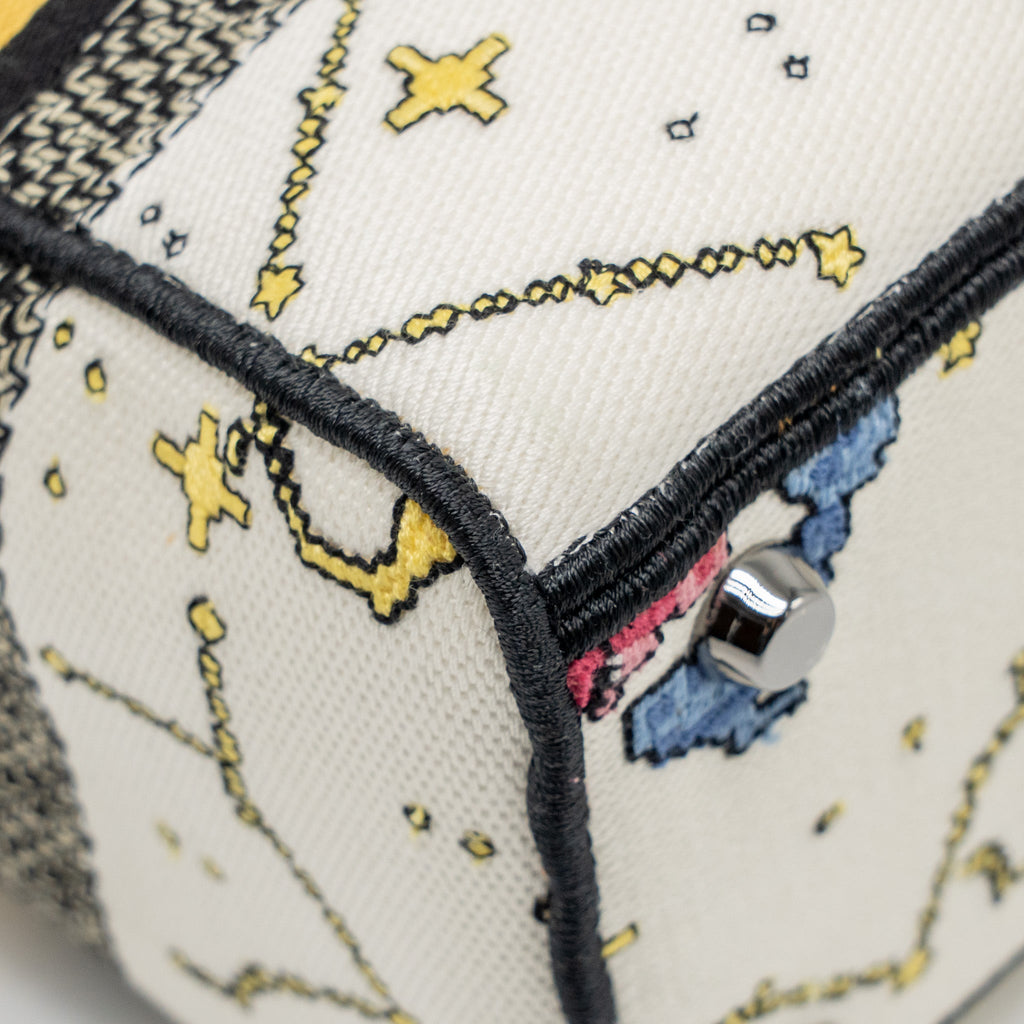 DIOR MEDIUM LADY D-LITE BAG PIXEL ZODIAC EMBROIDERY CANVAS MULTICOLOUR BLACK HARDWARE