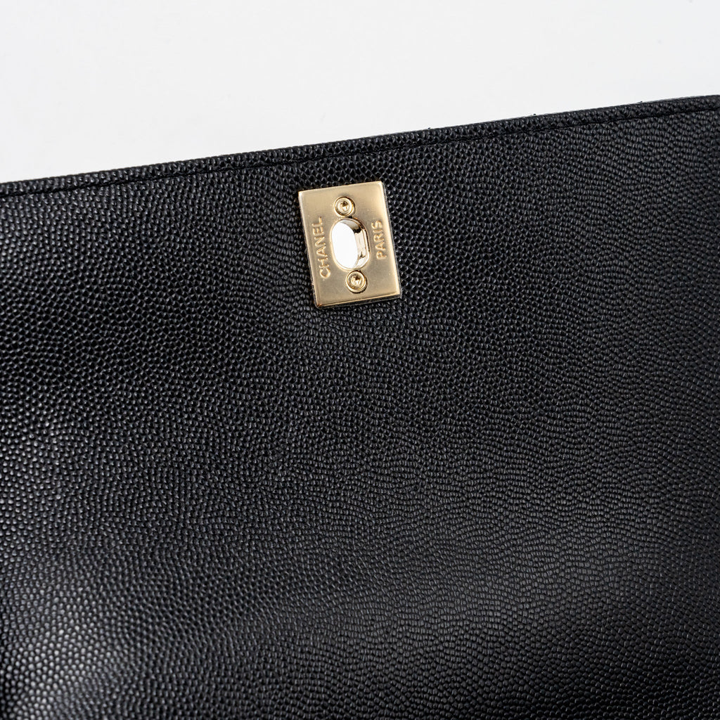 CHANEL SMALL COCO HANDLE CHEVRON CAVIAR BLACK LGHW