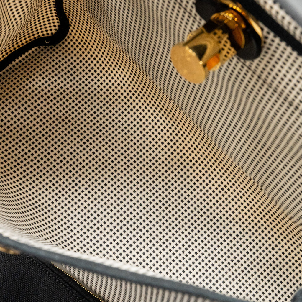 HERMES HERBAG 31 ZIP BAG QUADRILLE VIKING CANVAS/HUNTER LEATHER ECRU-BLANC/BLACK GHW