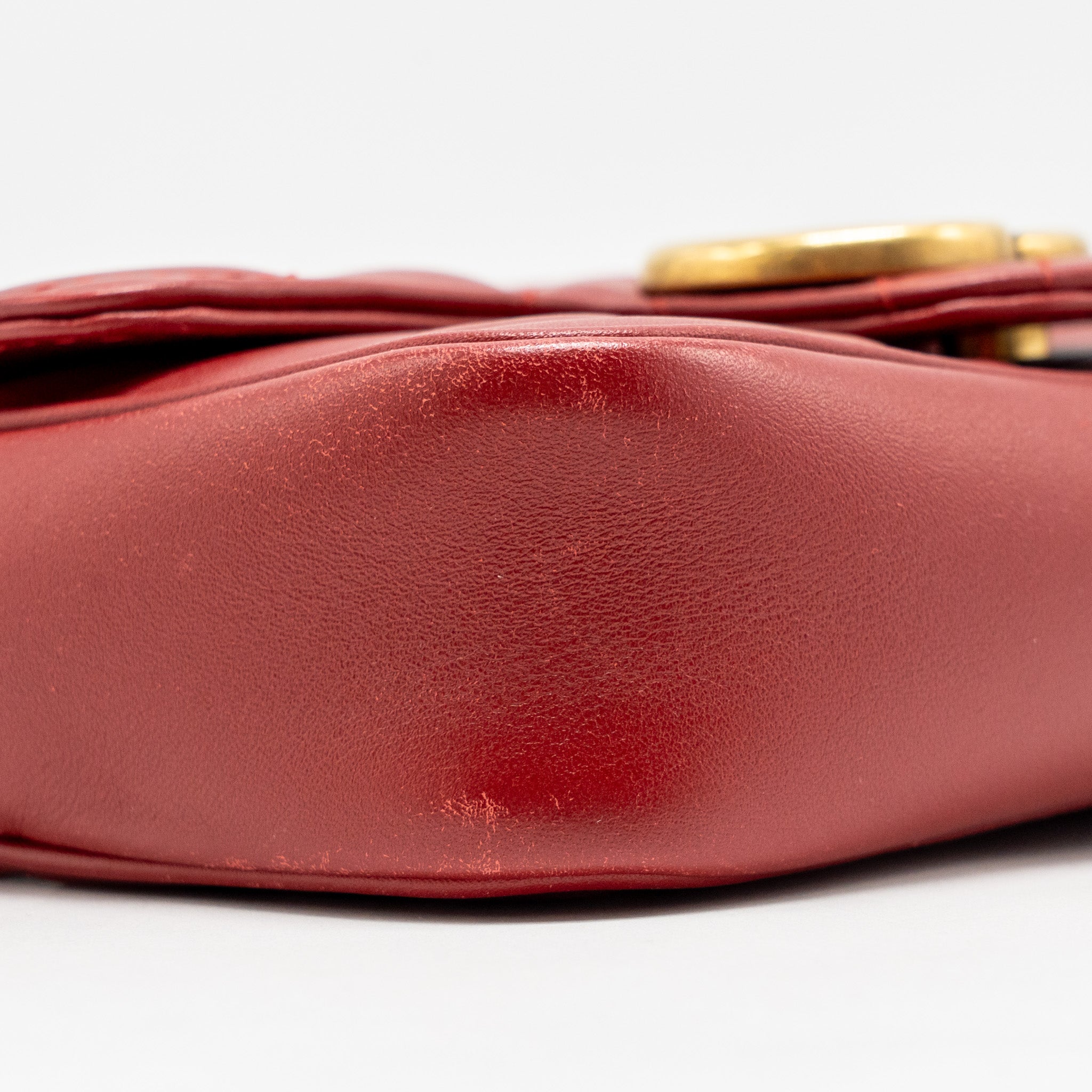 GUCCI GG MARMONT MINI BAG CALFSKIN RED BRUSHED GHW