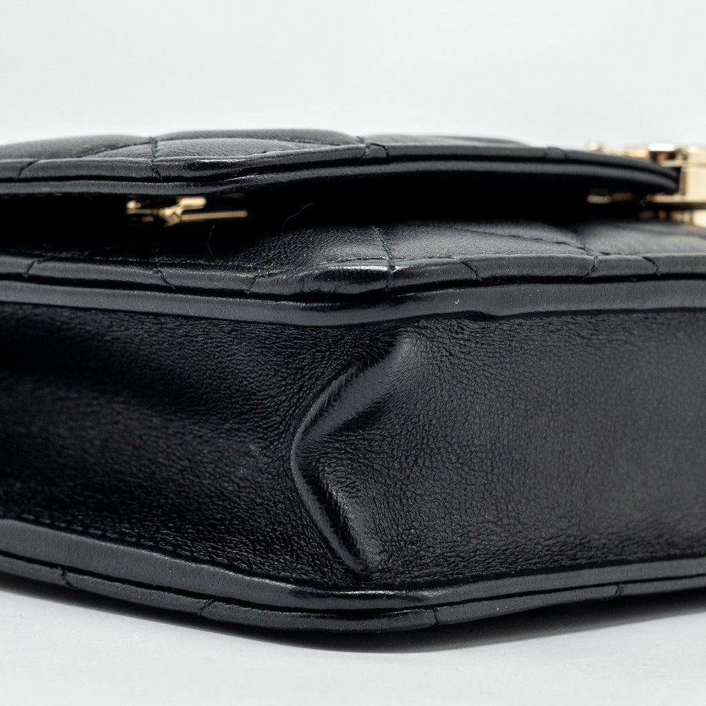 CHANEL LEATHER TOP HANDLE WALLET ON CHAIN LAMBSKIN BLACK LGHW (MICROCHIP)