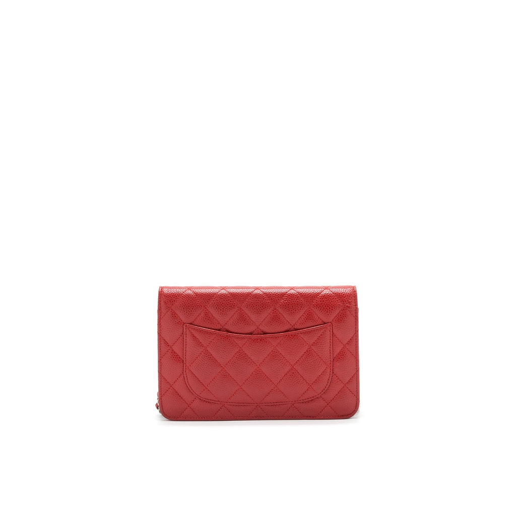 CHANEL WALLET ON CHAIN CAVIAR RED WITH SHW SERIAL 18