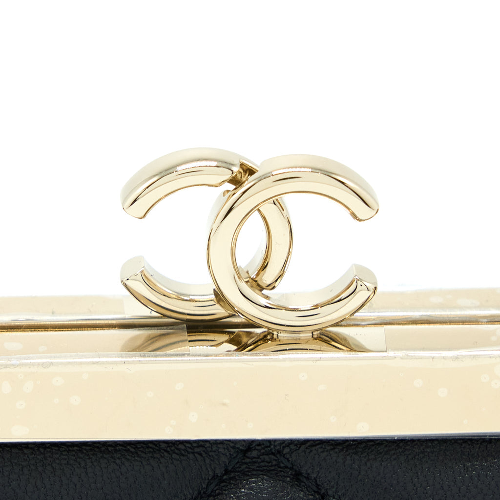 CHANEL MINI CLIP WITH CHAIN LAMBSKIN BLACK LGHW