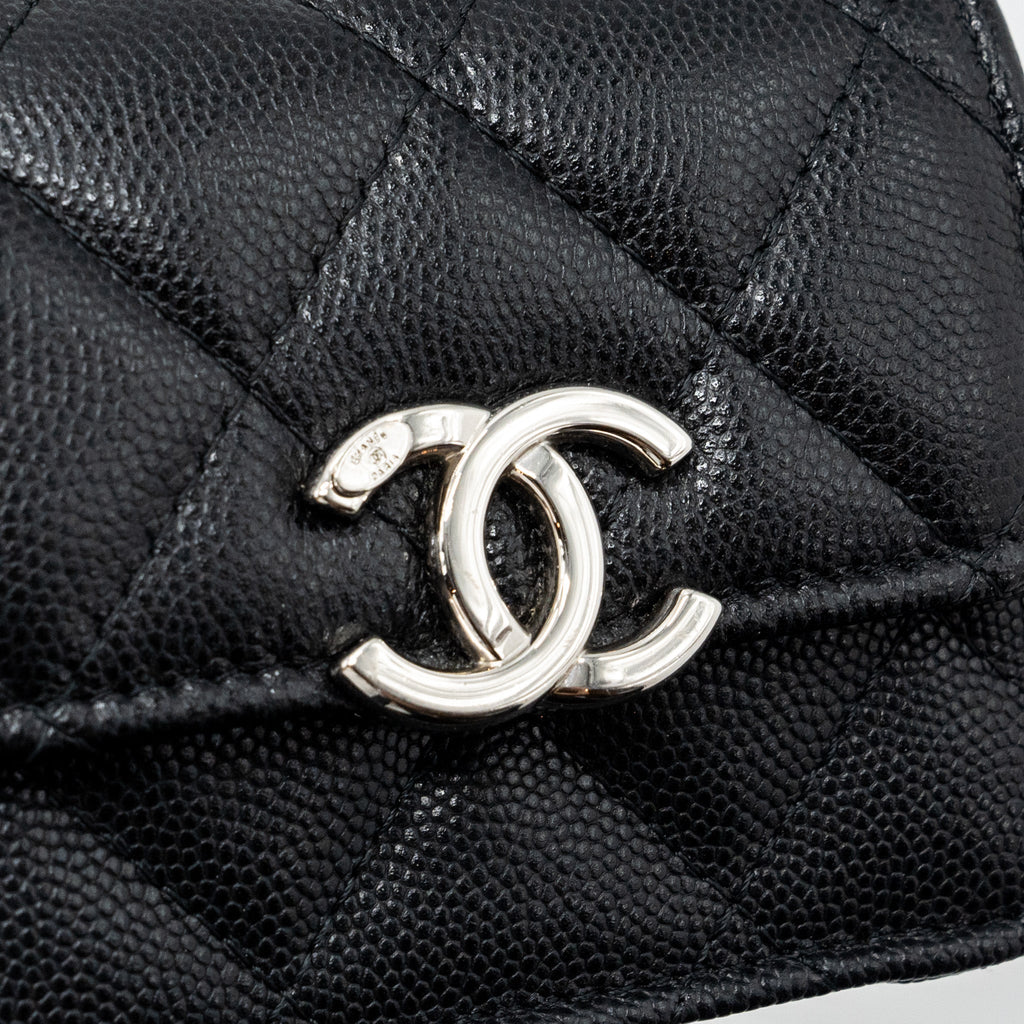 CHANEL MINI FLAP BAG WITH COCO ENAMEL CHAIN CAVIAR BLACK SHW