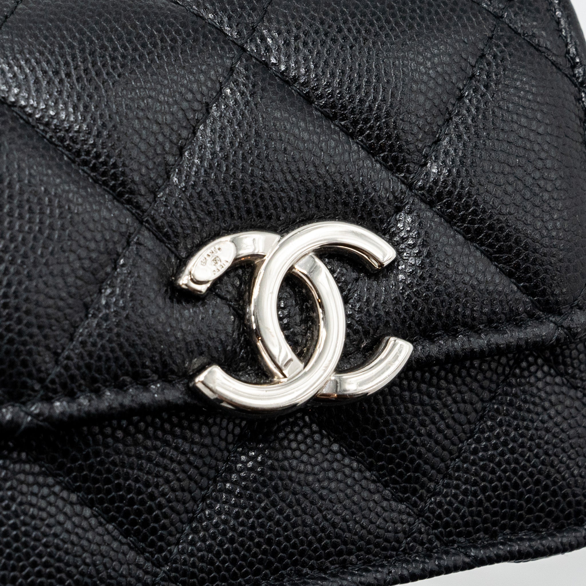 CHANEL MINI FLAP BAG WITH COCO ENAMEL CHAIN CAVIAR BLACK SHW
