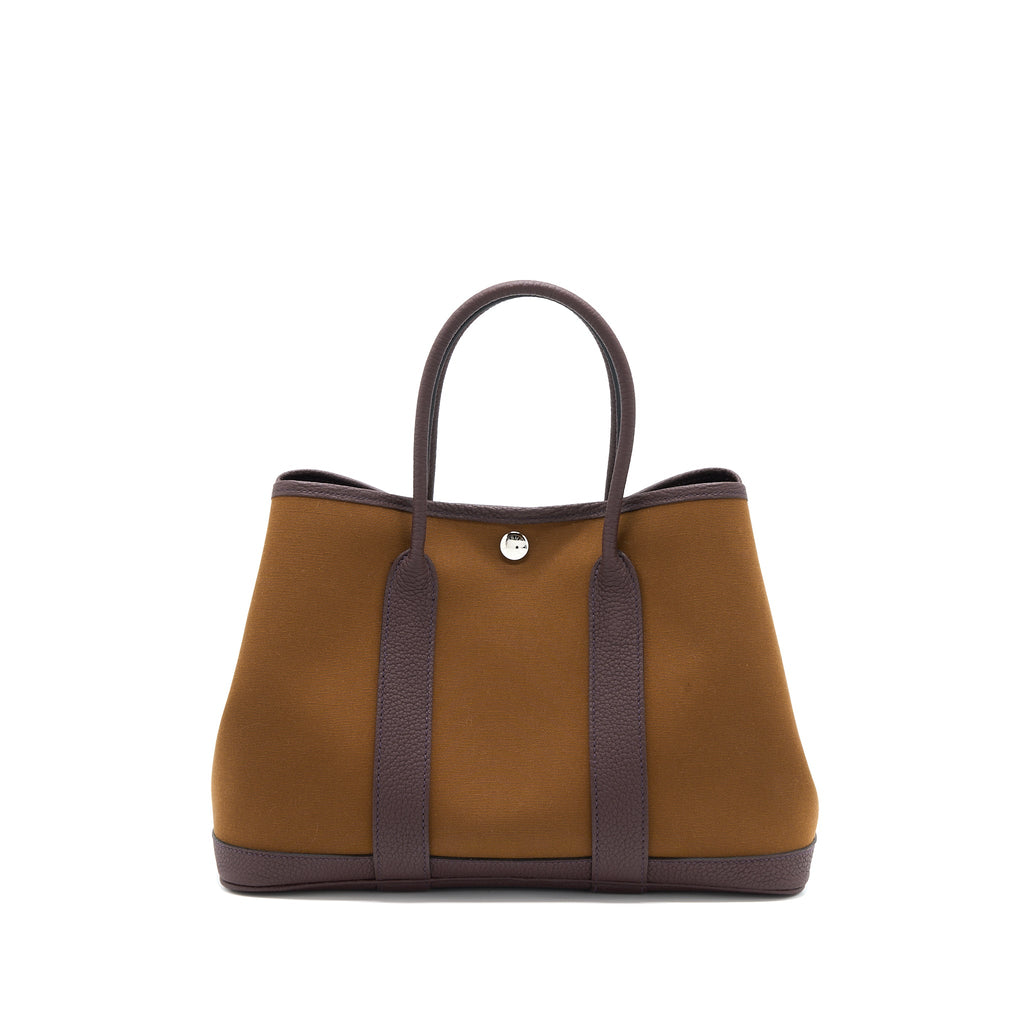 HERMES GARDEN PARTY 30 CANVAS/LEATHER ALEZAN/ BLEU OUTRENER/ ROUGE SELLIER SHW