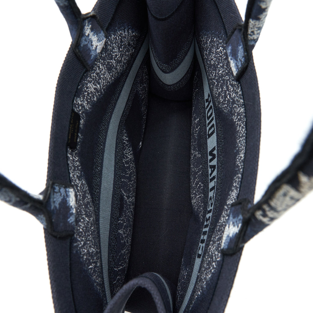 DIOR LIMITED EDITION BOOK TOTE DARK BLUE DENIM PATTERN