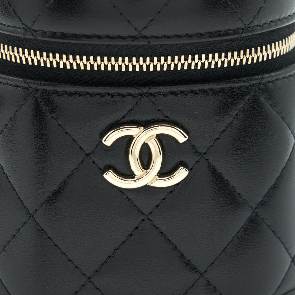 CHANEL 22S TOP HANDLE SUPER MINI VANITY LAMBSKIN BLACK LGHW