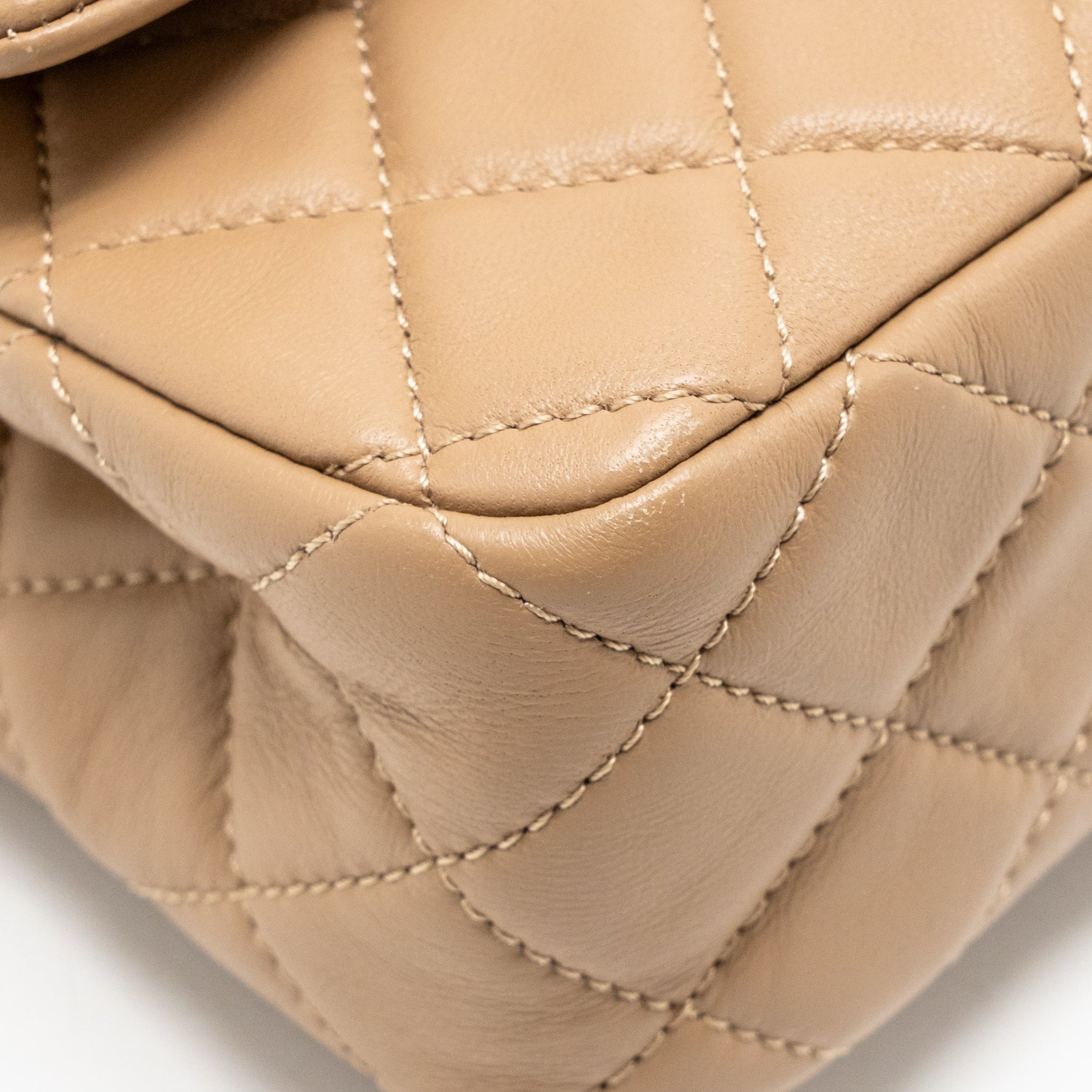 CHANEL PEARL CRUSH MINI RECTANGULAR LAMBSKIN DARK BEIGE GHW (MICROCHIP)