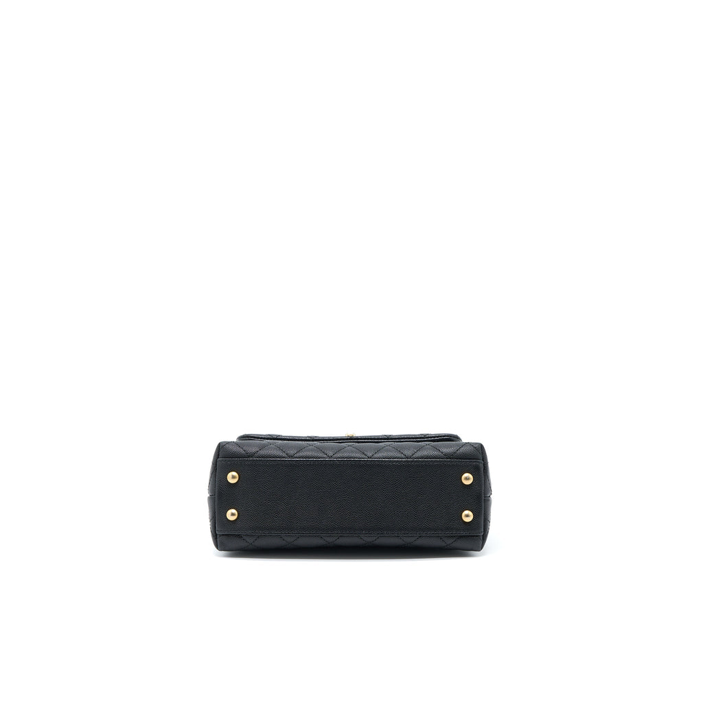 CHANEL SMALL COCO HANDLE CAVIAR WITH LIZARD HANDLE BLACK GHW