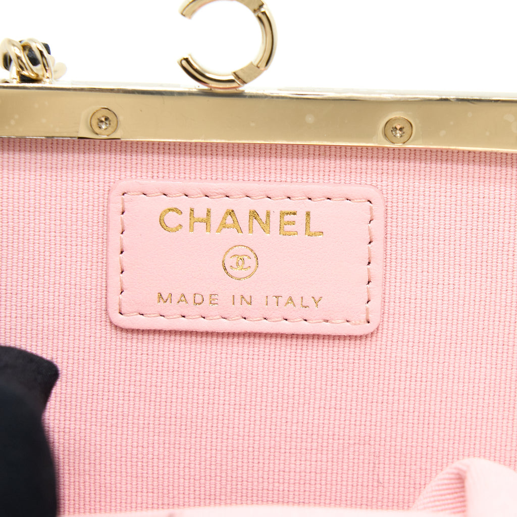 CHANEL MINI CLIP WITH CHAIN LAMBSKIN BLACK LGHW