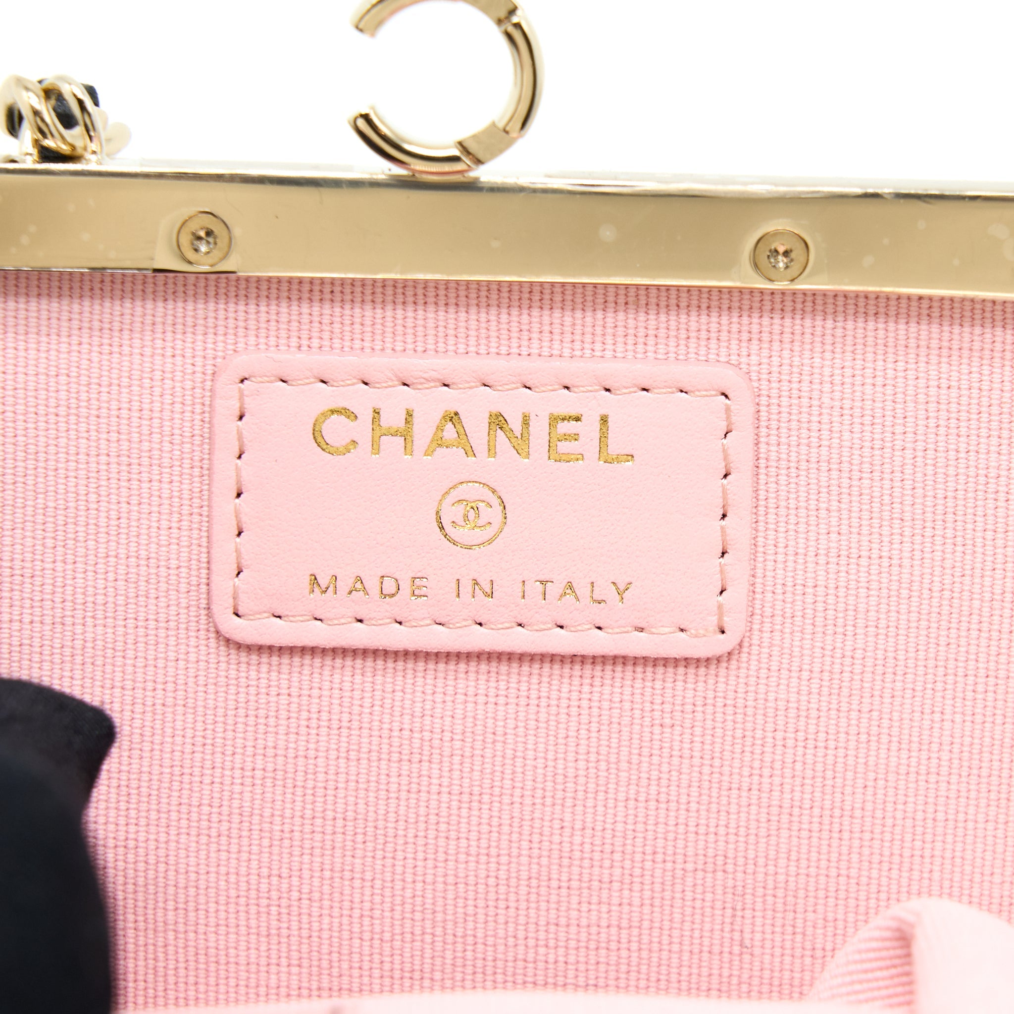 CHANEL MINI CLIP WITH CHAIN LAMBSKIN BLACK LGHW