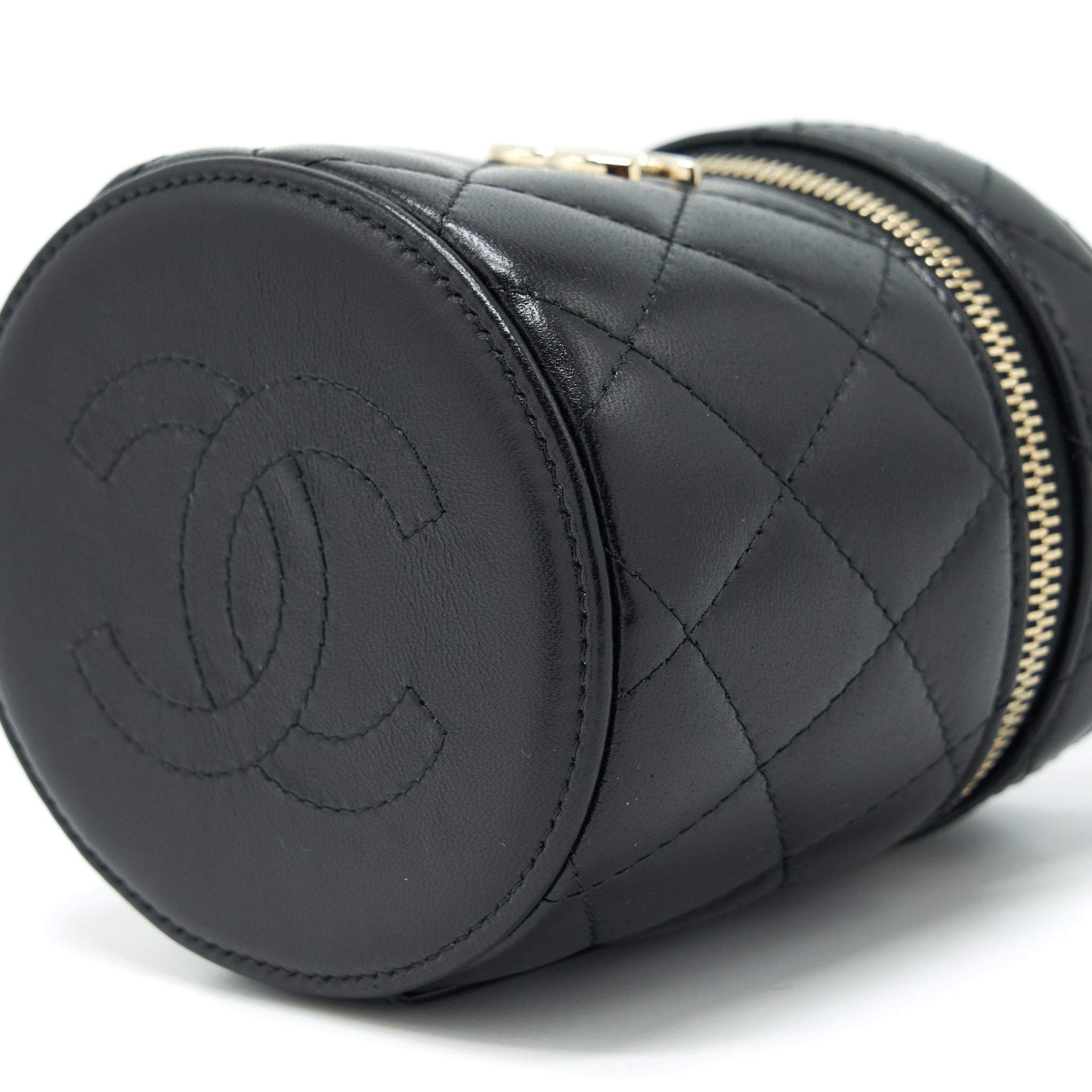 CHANEL 22S TOP HANDLE SUPER MINI VANITY LAMBSKIN BLACK LGHW