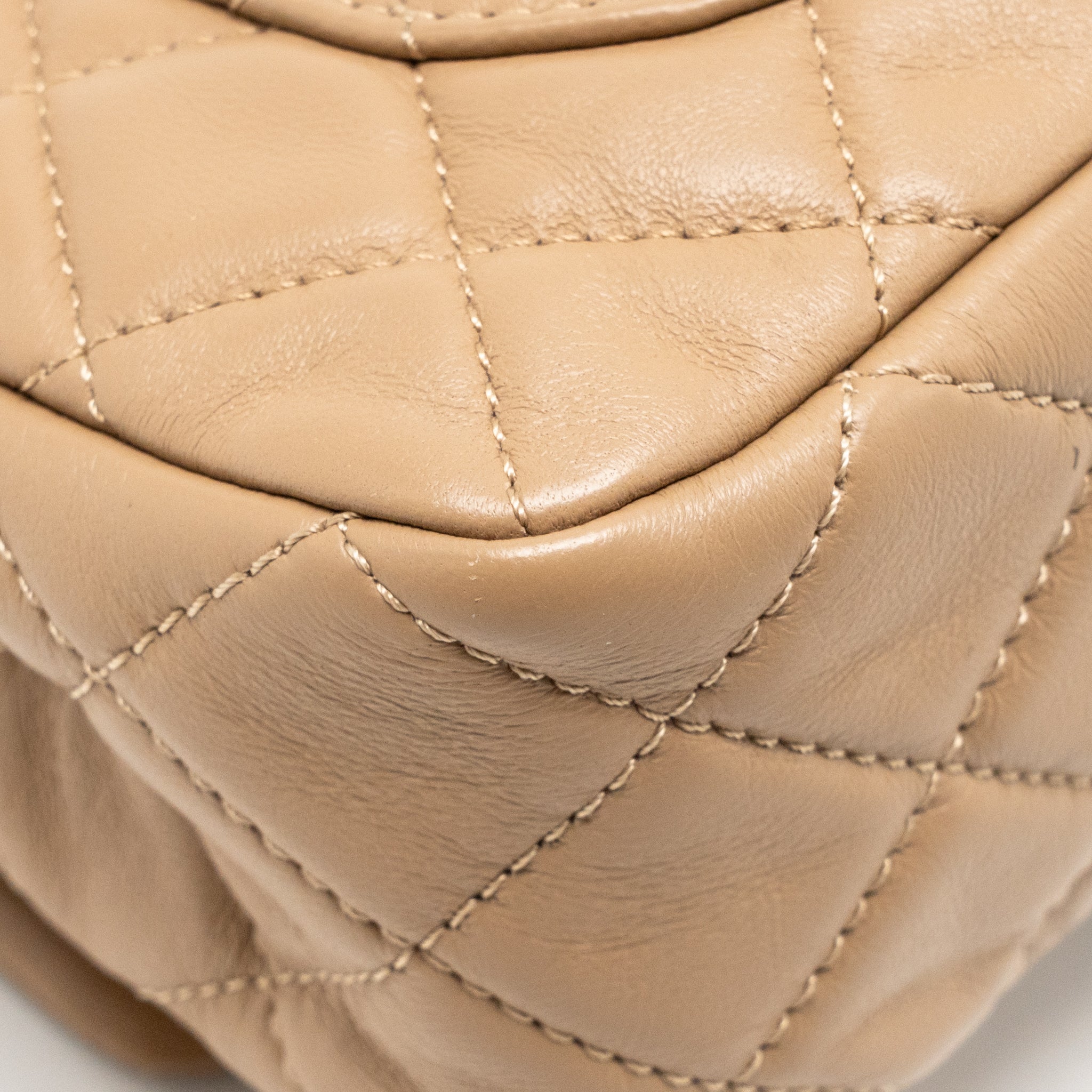 CHANEL PEARL CRUSH MINI RECTANGULAR LAMBSKIN DARK BEIGE GHW (MICROCHIP)
