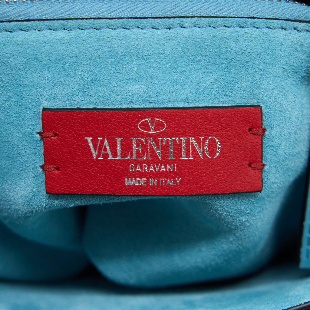 VALENTINO ROCKSTUD BAG PATENT BLUE WITH BLUE HARDWARE