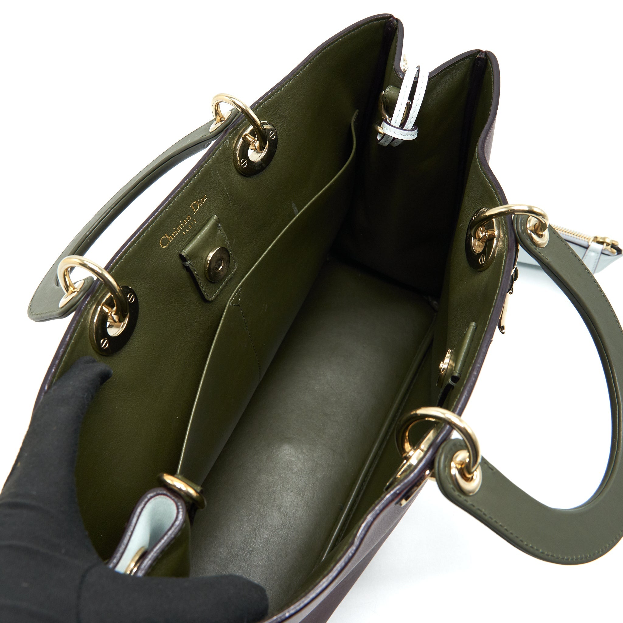 CHRISTIAN DIOR LARGE DIORISSIMO LEATHER HANDBAG MULTICOLOUR