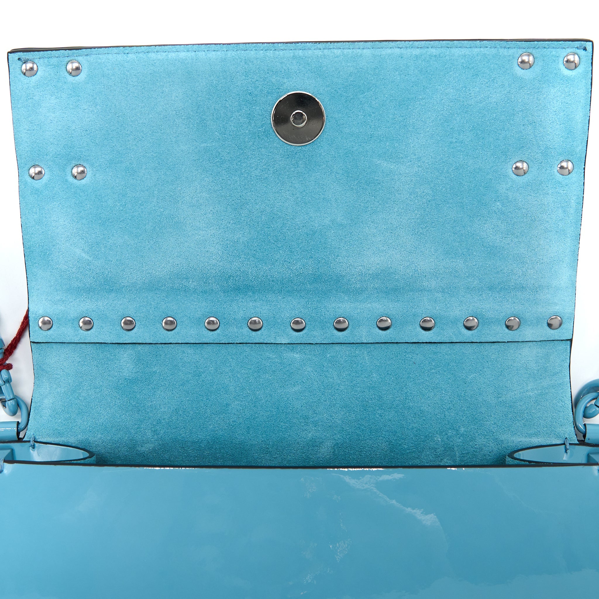 VALENTINO ROCKSTUD BAG PATENT BLUE WITH BLUE HARDWARE