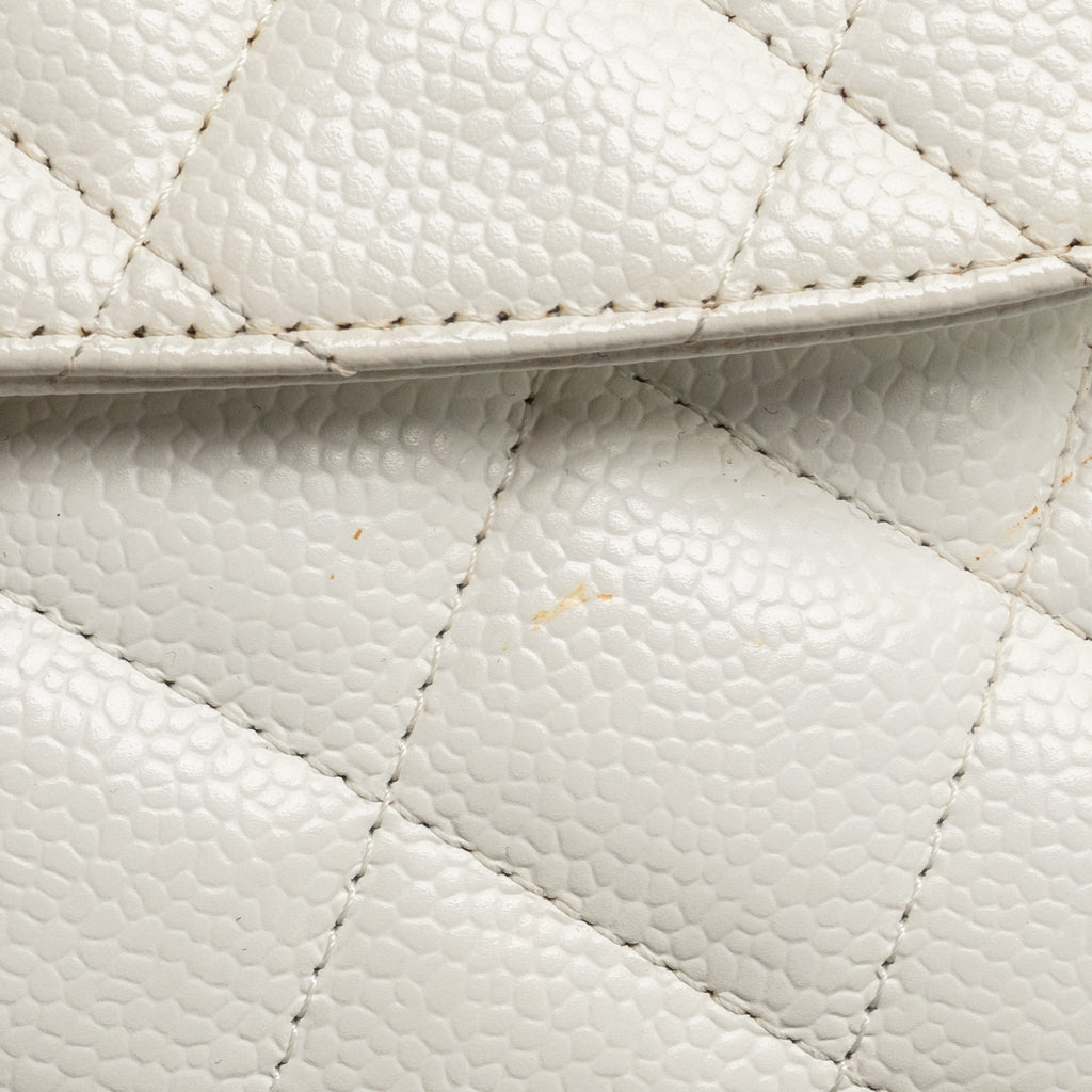 CHANEL JUMBO CLASSIC SINGLE FLAP BAG CAVIAR WHITE SHW