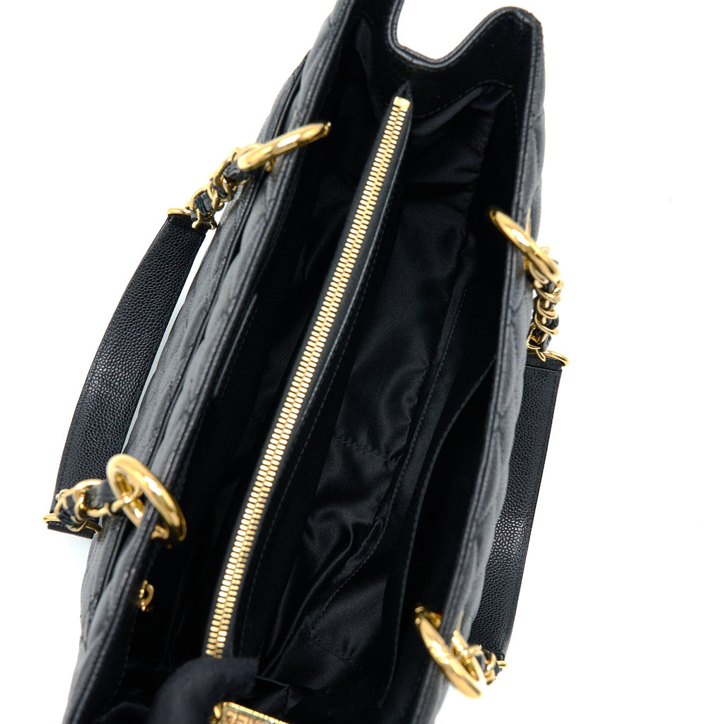 CHANEL GRAND SHOPPING TOTE BAG CAVIAR BLACK GHW