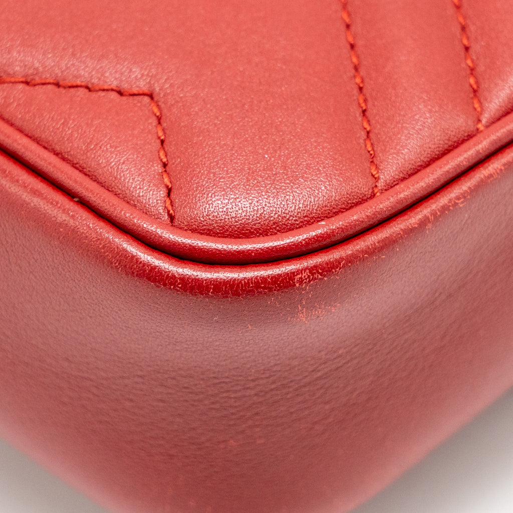 GUCCI GG MARMONT MINI BAG CALFSKIN RED BRUSHED GHW
