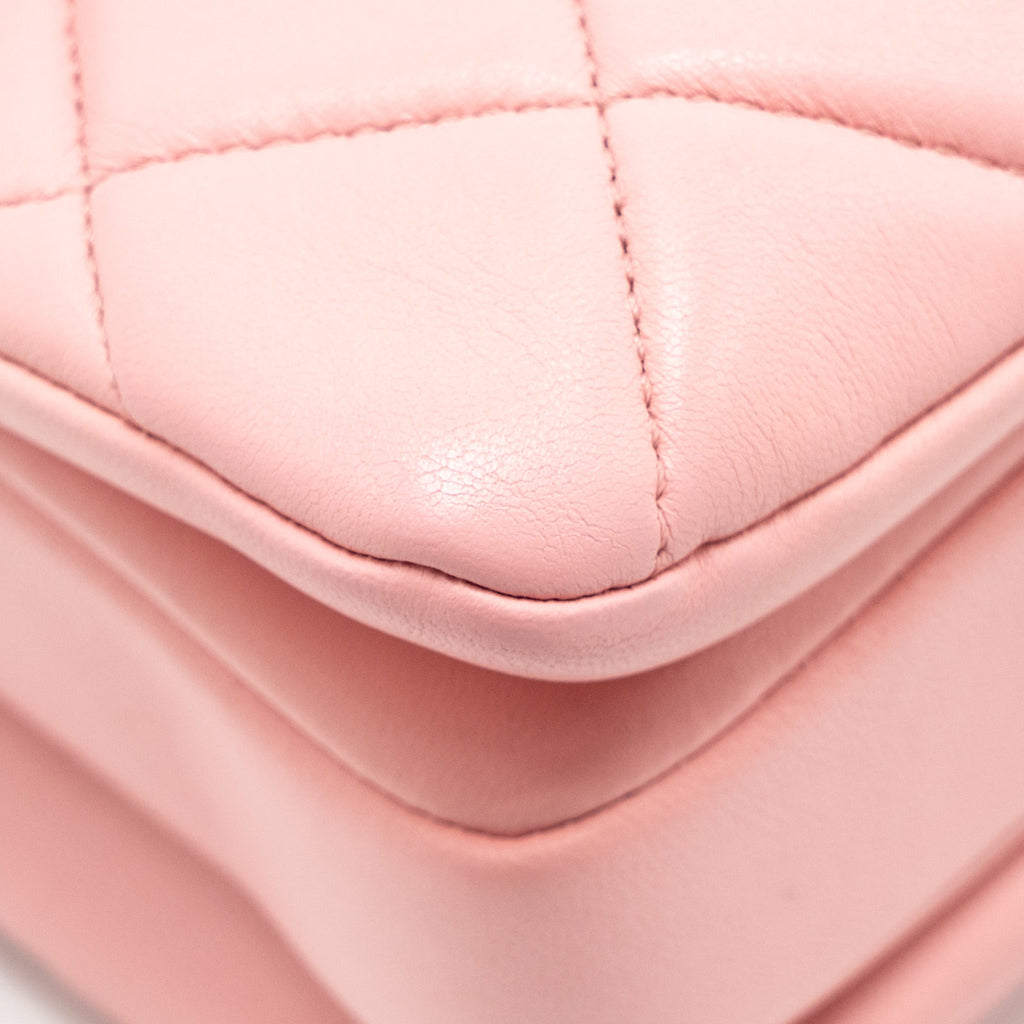 CHANEL TOP HANDLE TRENDY CC FLAP BAG LAMBSKIN PINK LGHW