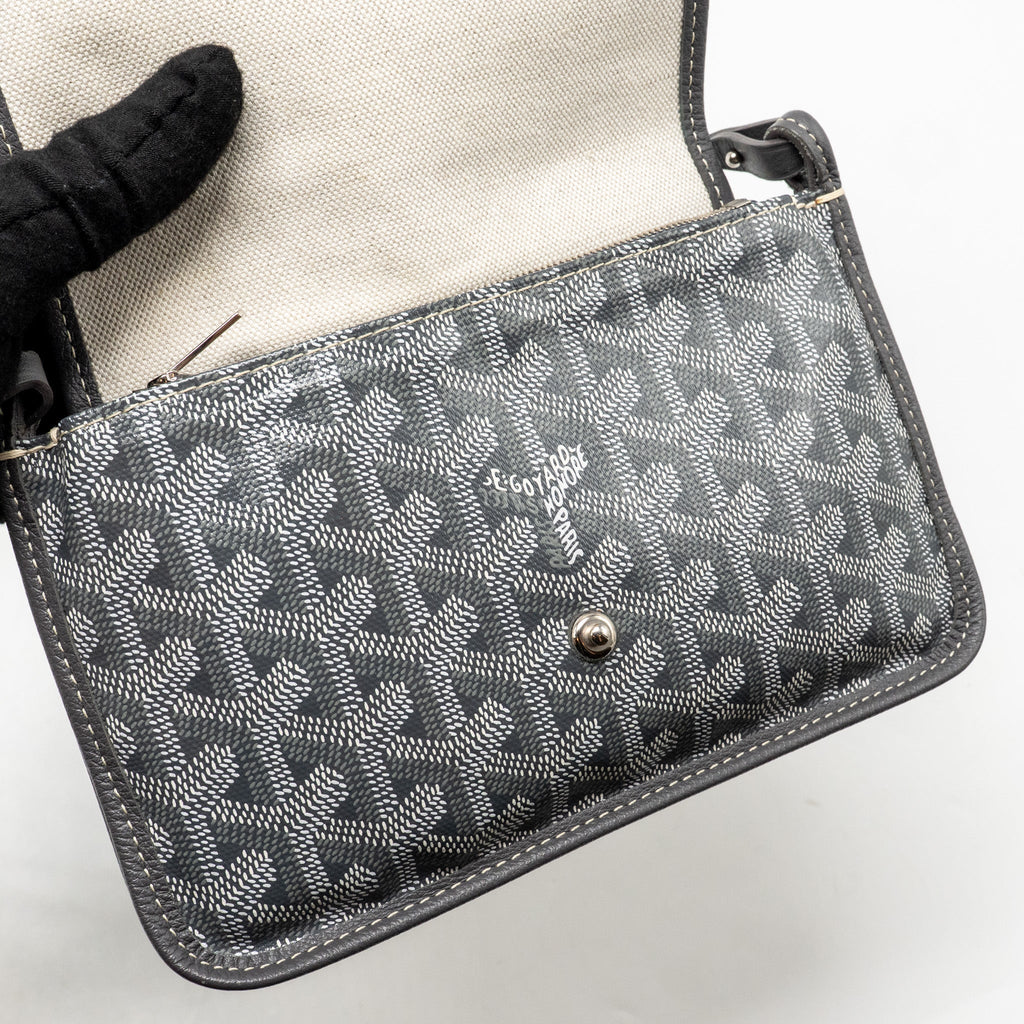 GOYARD PLUMET POCKET WALLET GOYARDINE CANVAS/CALFSKIN GREY SHW