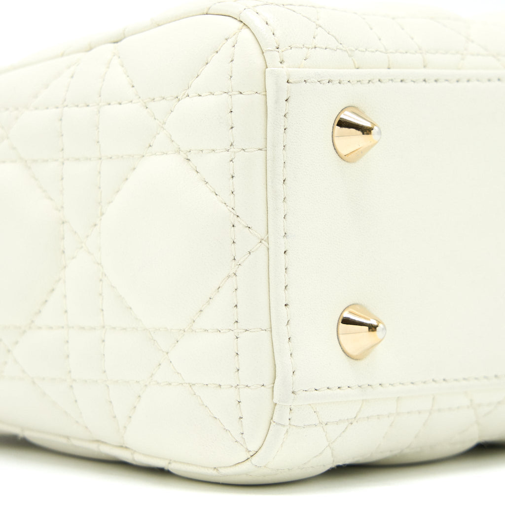 DIOR SMALL LADY DIOR LAMBSKIN WHITE LGHW