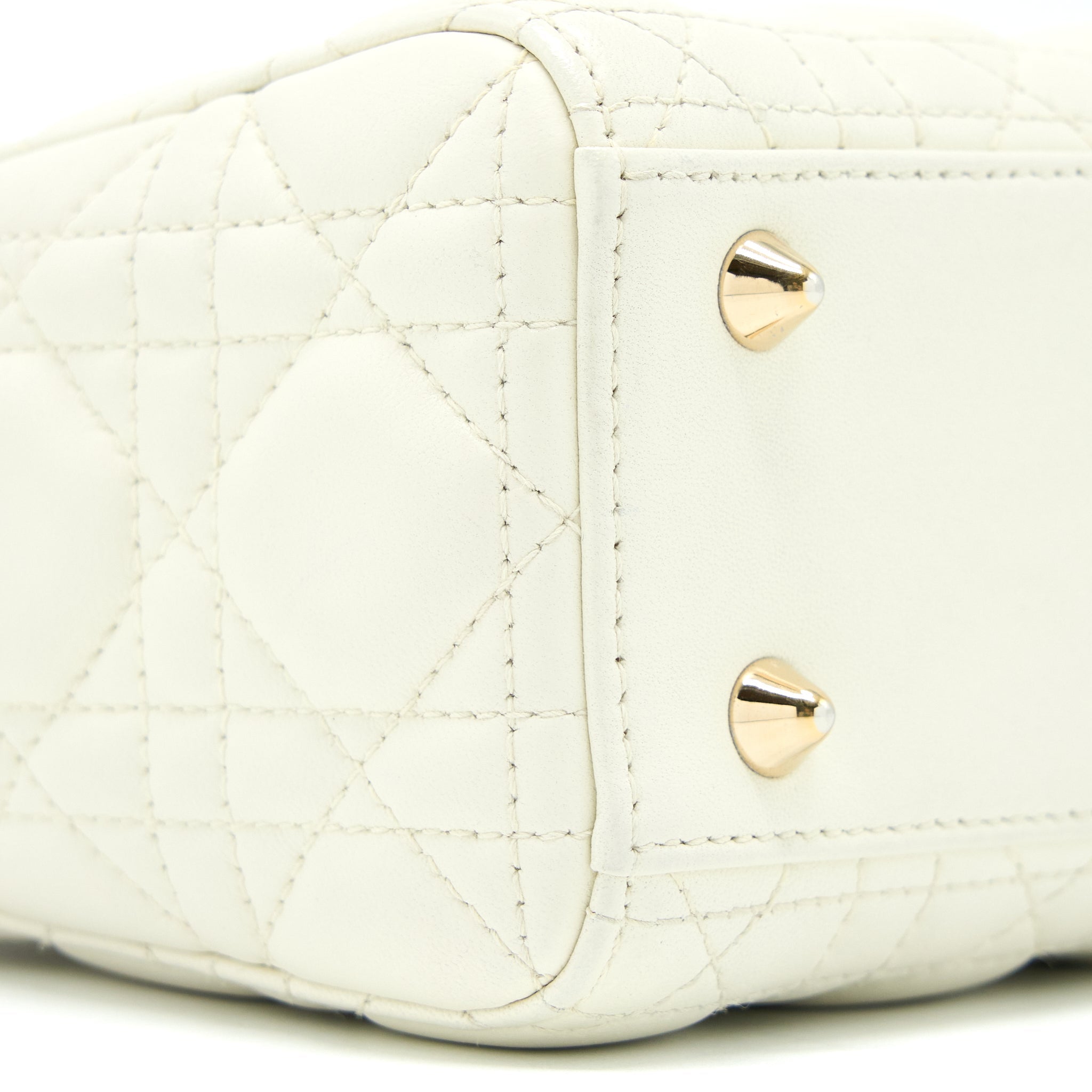 DIOR SMALL LADY DIOR LAMBSKIN WHITE LGHW