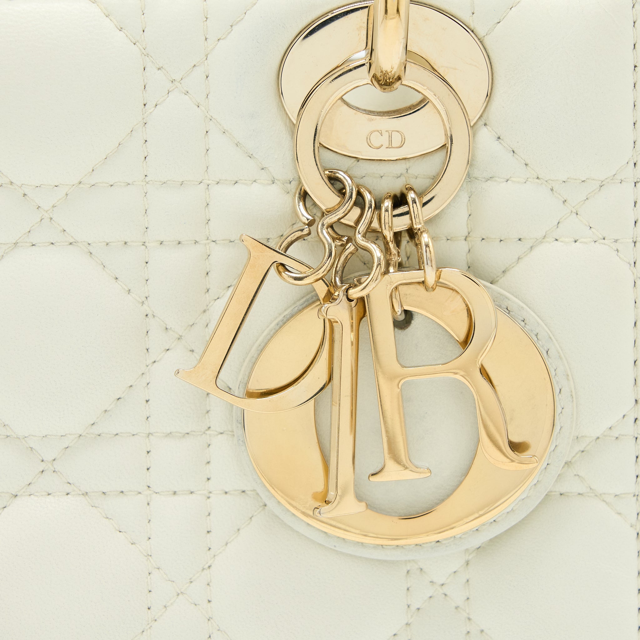 DIOR SMALL LADY DIOR LAMBSKIN WHITE LGHW