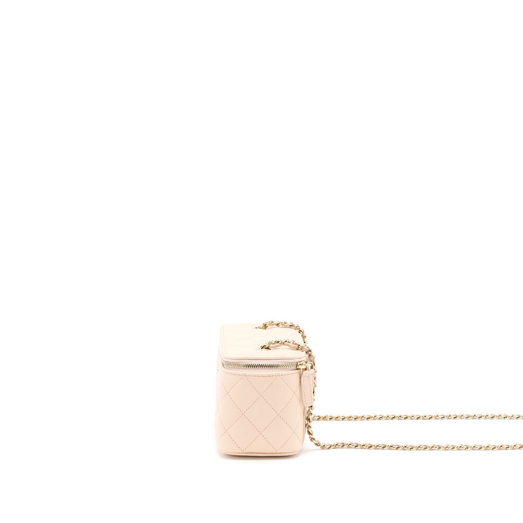 CHANEL LONG VANITY WITH CHAIN CAVIAR BEIGE LGHW