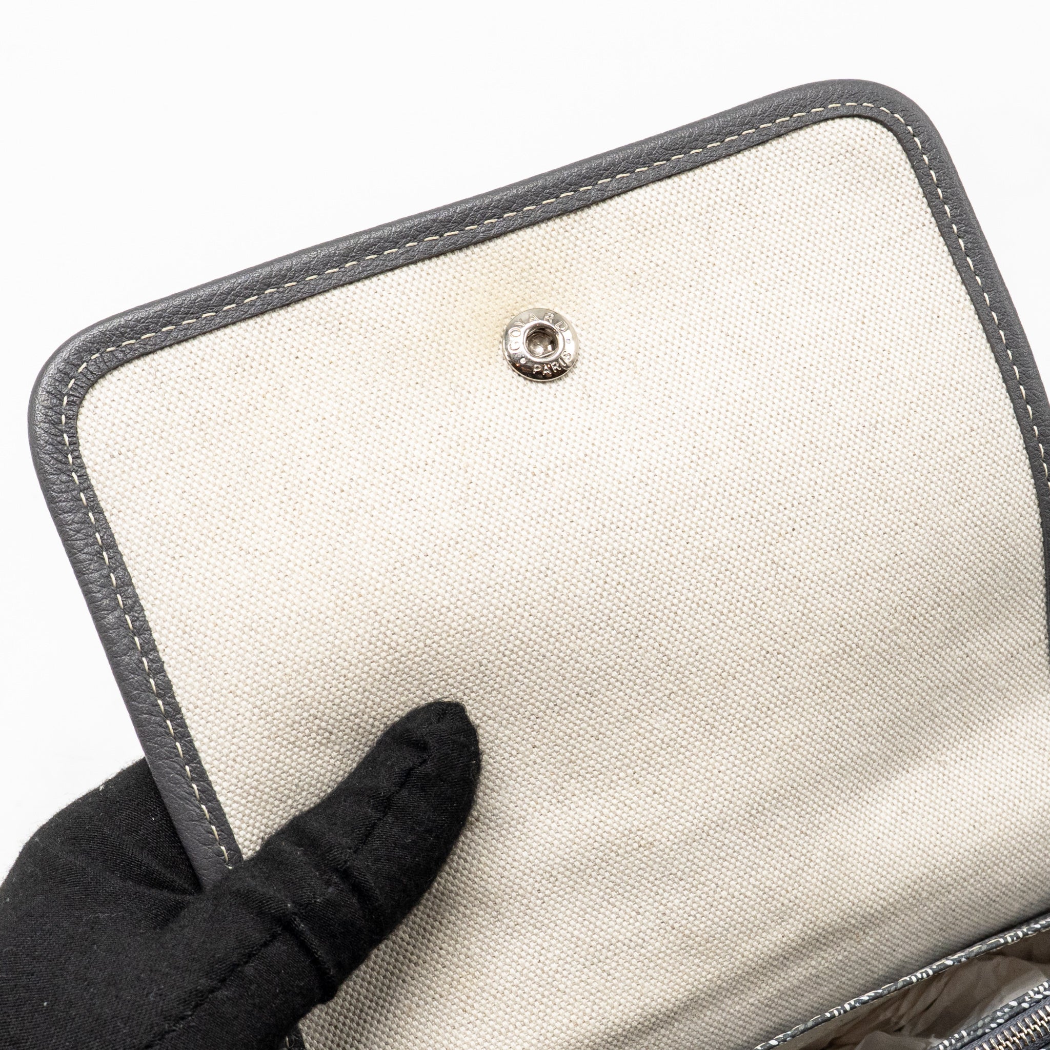 GOYARD PLUMET POCKET WALLET GOYARDINE CANVAS/CALFSKIN GREY SHW