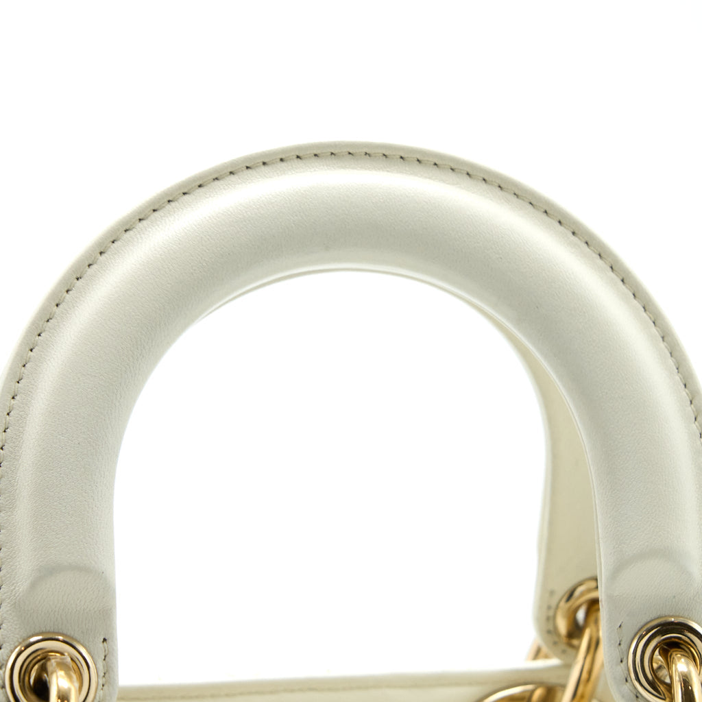 DIOR SMALL LADY DIOR LAMBSKIN WHITE LGHW
