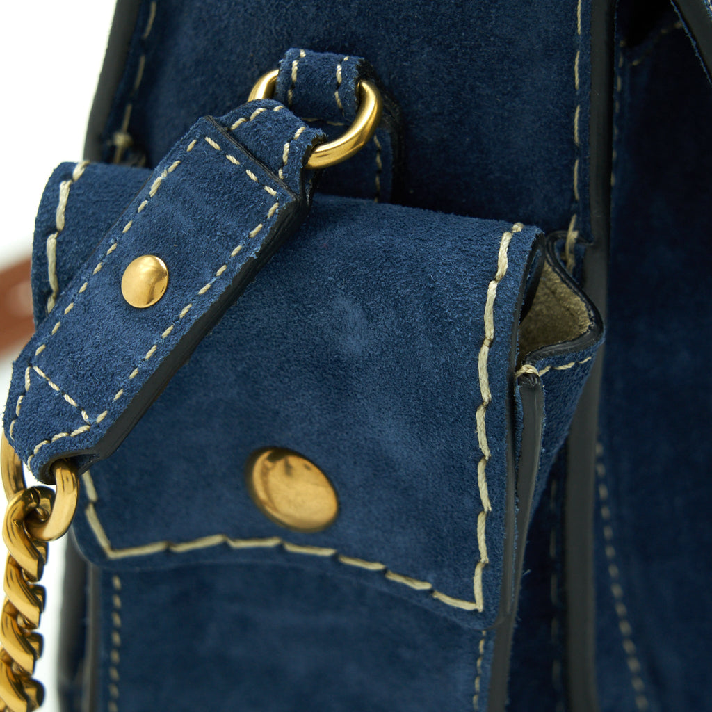 CHLOE PORTE EPAULE BAG SUEDE ROYAL BLUE GHW