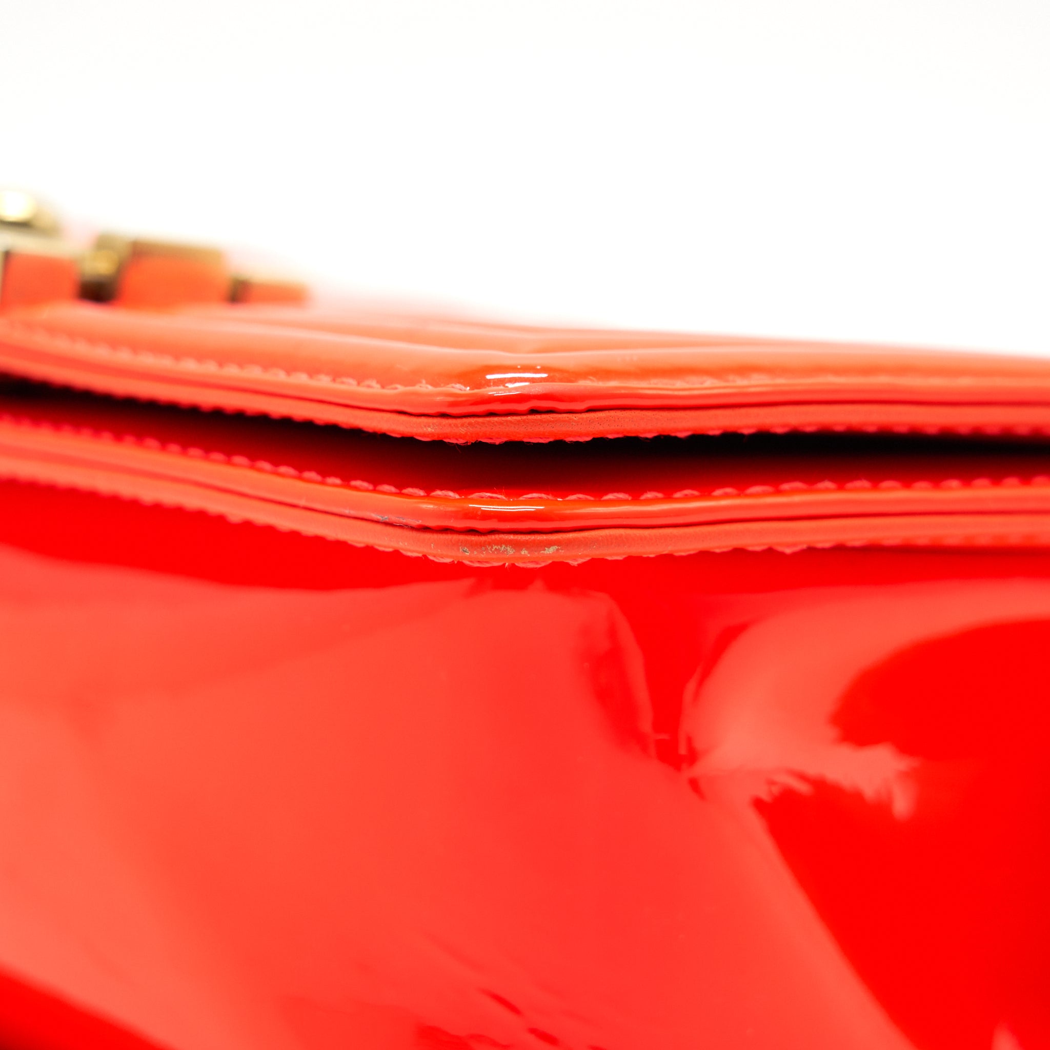 CHANEL SMALL BOY BAG PATENT LEATHER BRIGHT ORANGE GHW