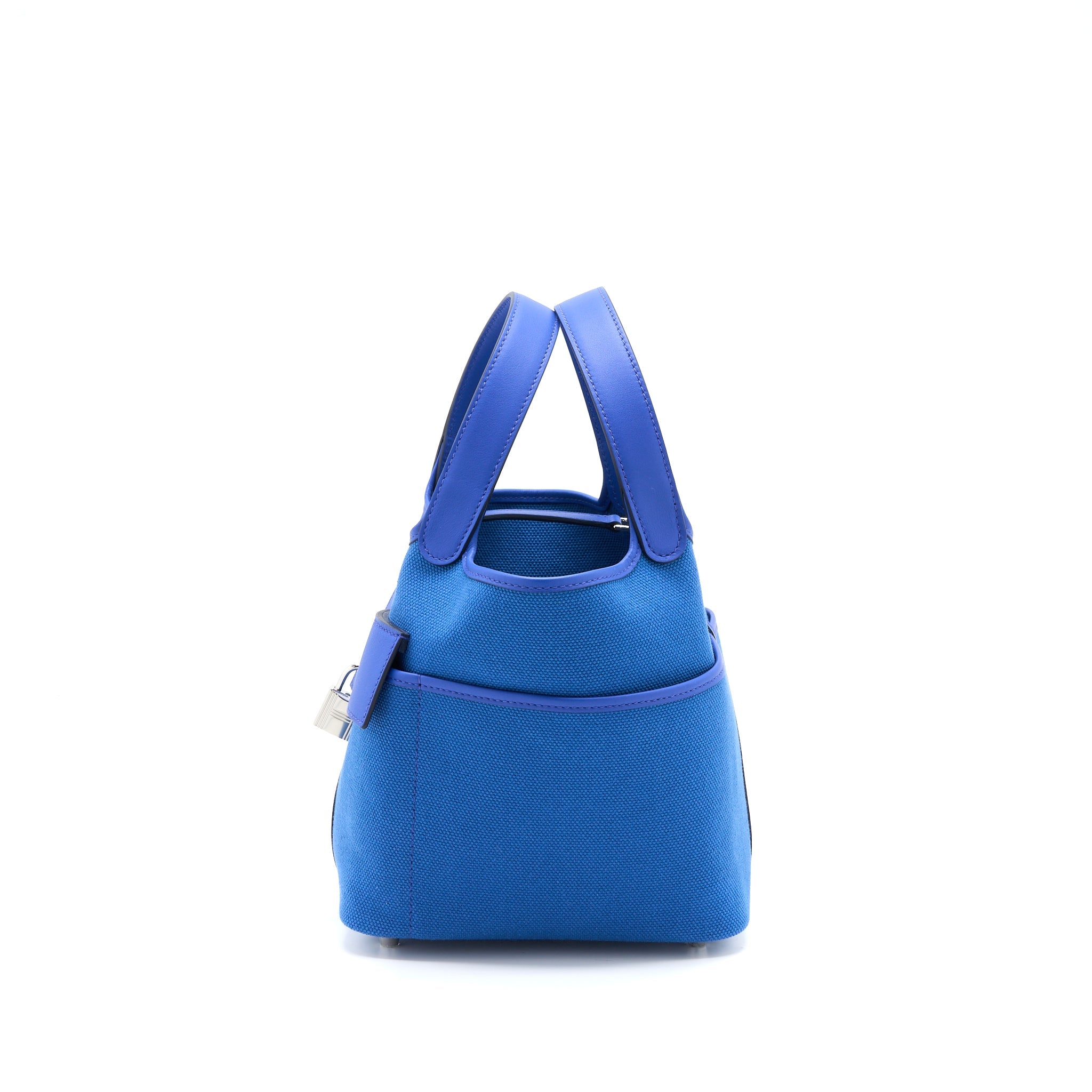 HERMES PICOTIN CARGO 18 LOCK BAG TOILE CANVAS/SWIFT LEATHER BLEU EGEE /BLEU ROYAL SHW