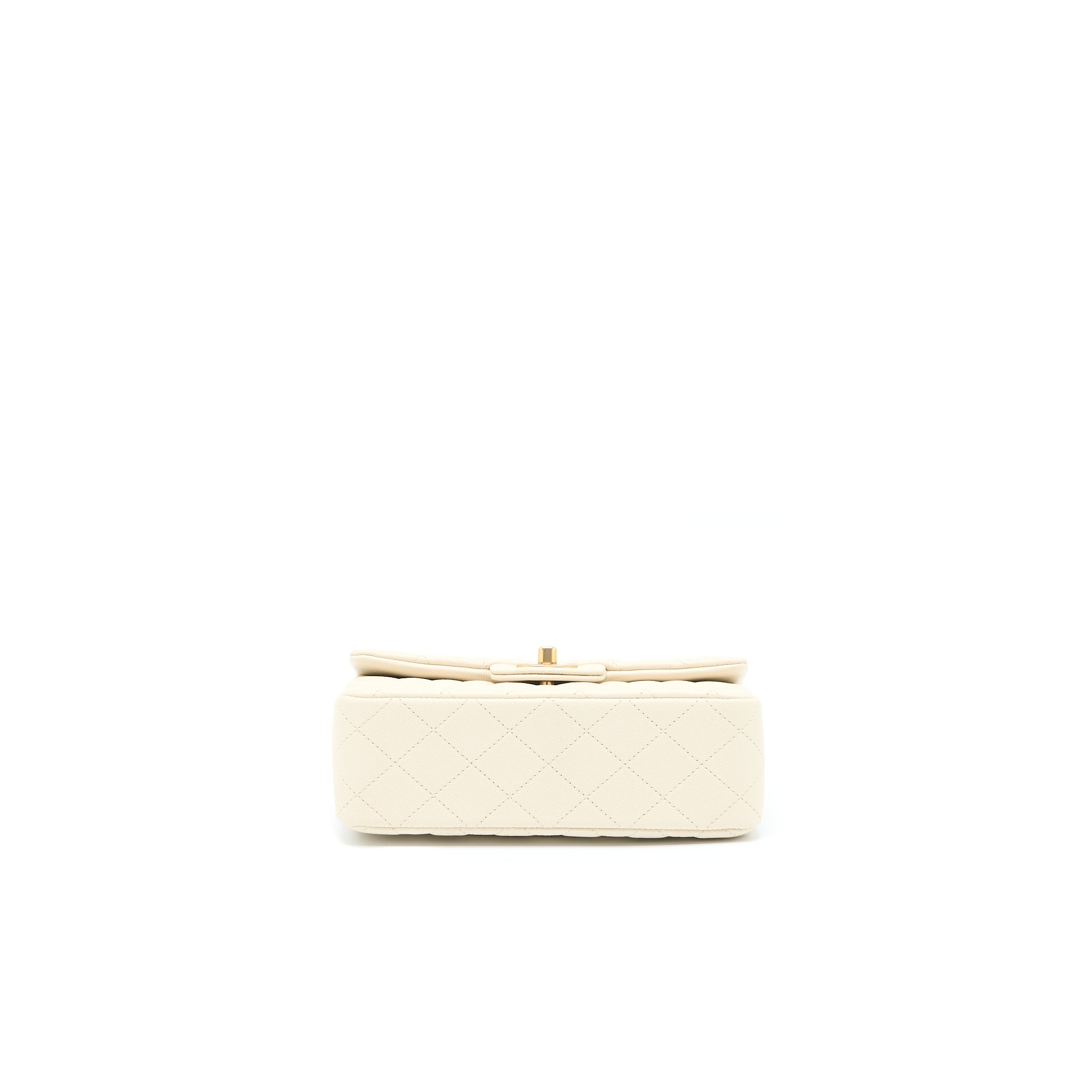 CHANEL TOP HANDLE MINI RECTANGULAR GRAINED CALFSKIN LIGHT BEIGE BRUSHED GHW