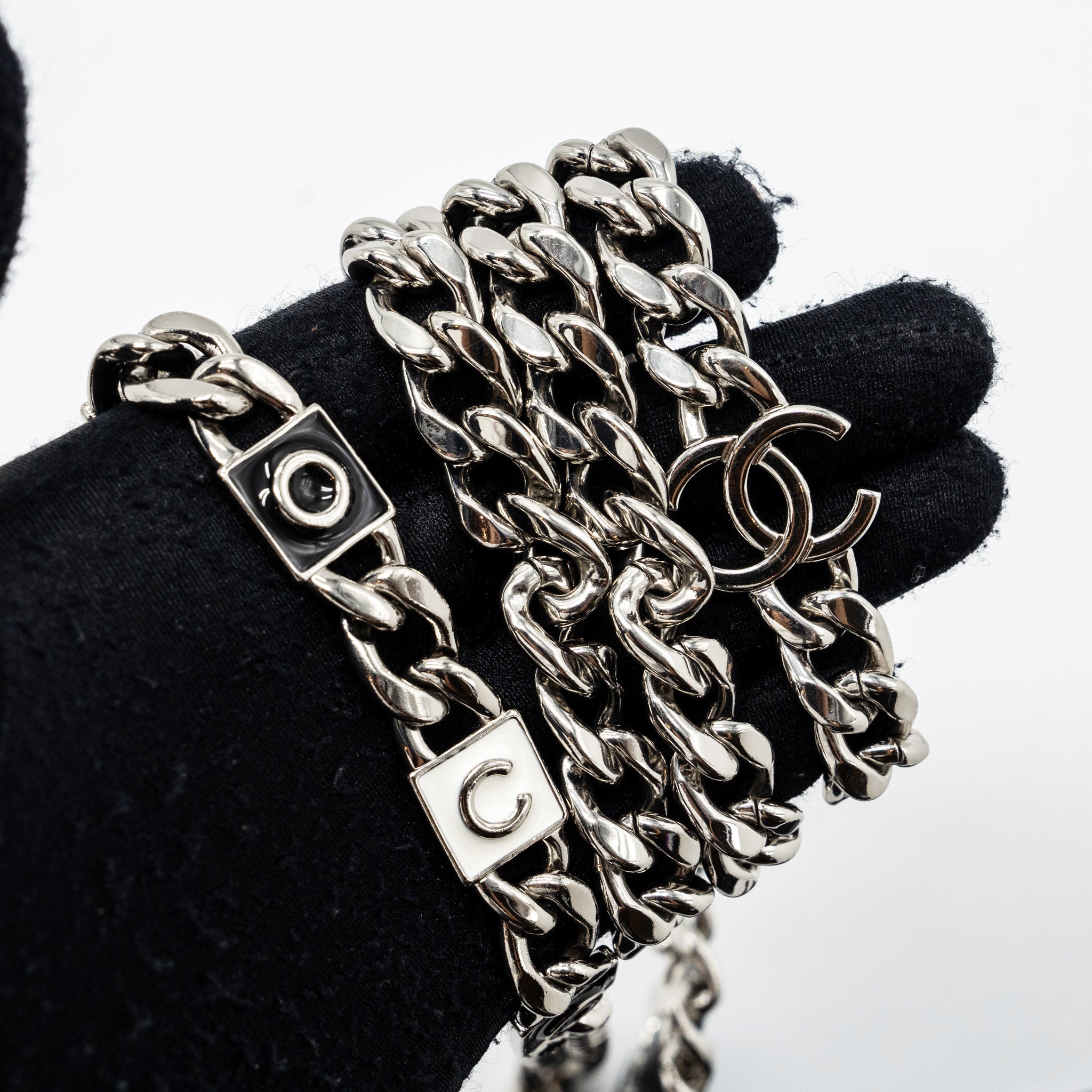 CHANEL MINI FLAP BAG WITH COCO ENAMEL CHAIN CAVIAR BLACK SHW