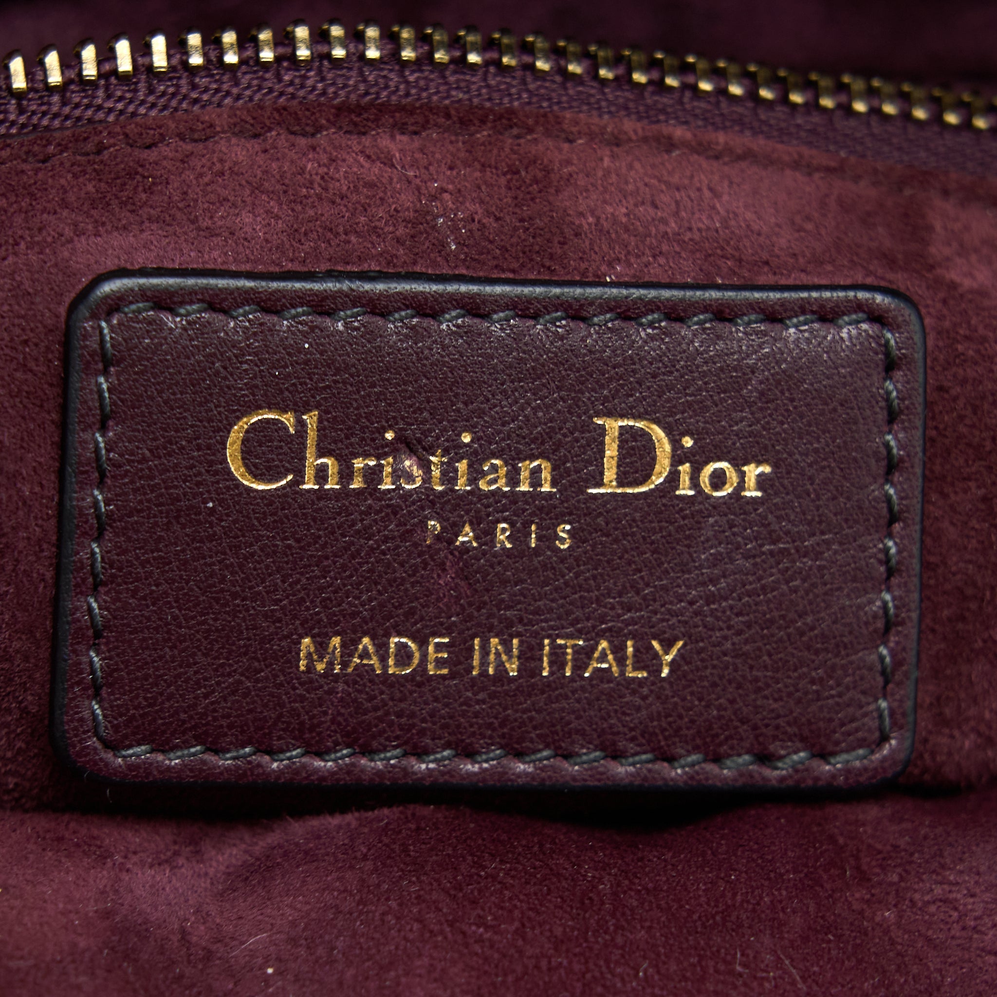 DIOR MEDIUM LADY DIOR ROCK-STUD CALFSKIN DARK RED GHW