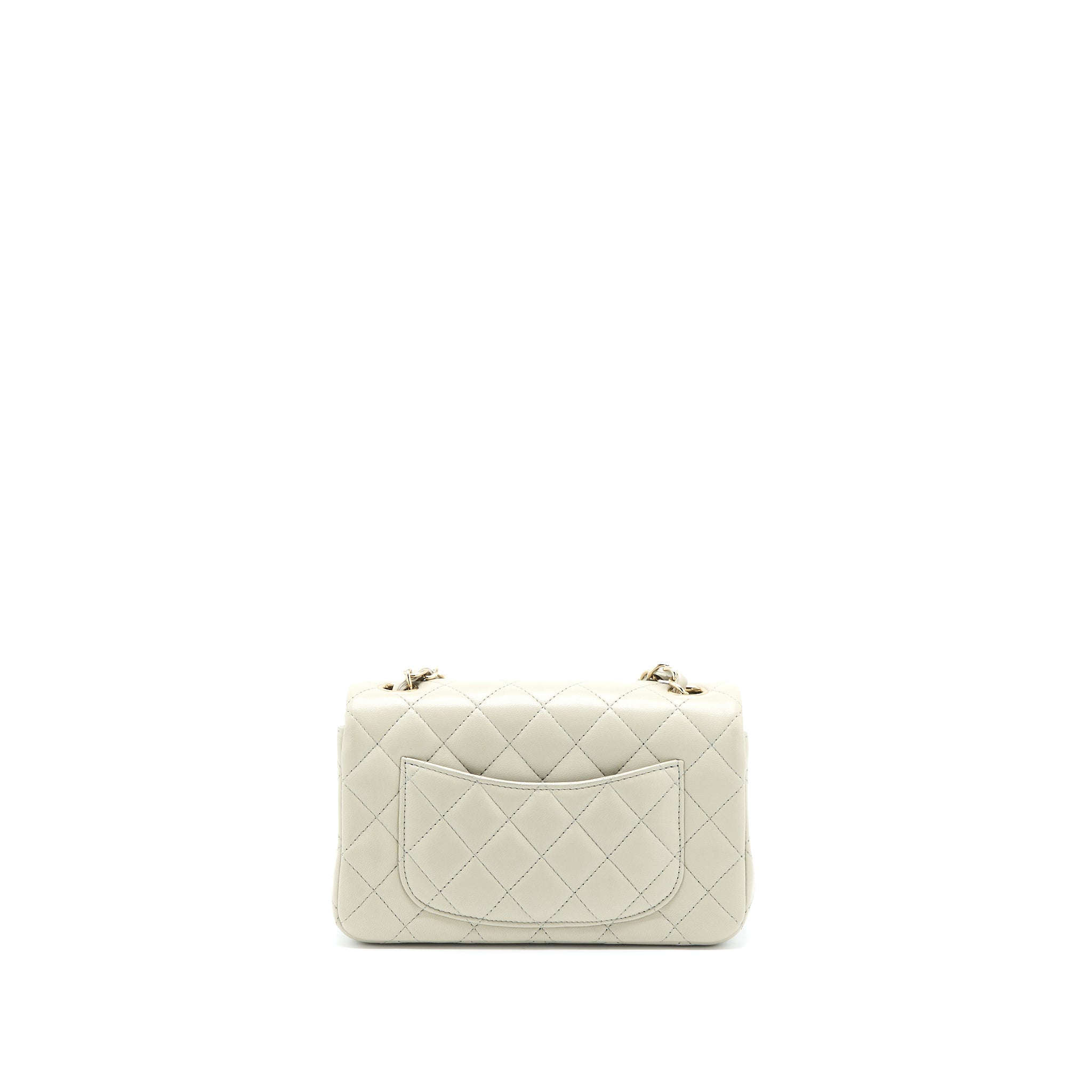 CHANEL MINI RECTANGULAR FLAP BAG LAMBSKIN LIGHT GREY LGHW (MICROCHIP)