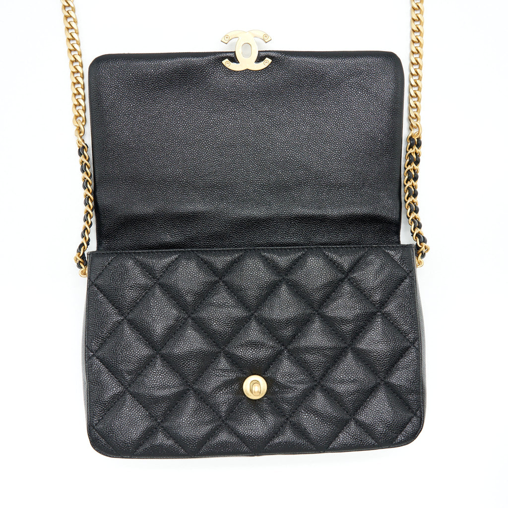 CHANEL 22P MEDIUM MELODY BAG GRAINED CALFSKIN BLACK GHW (MICROCHIP)
