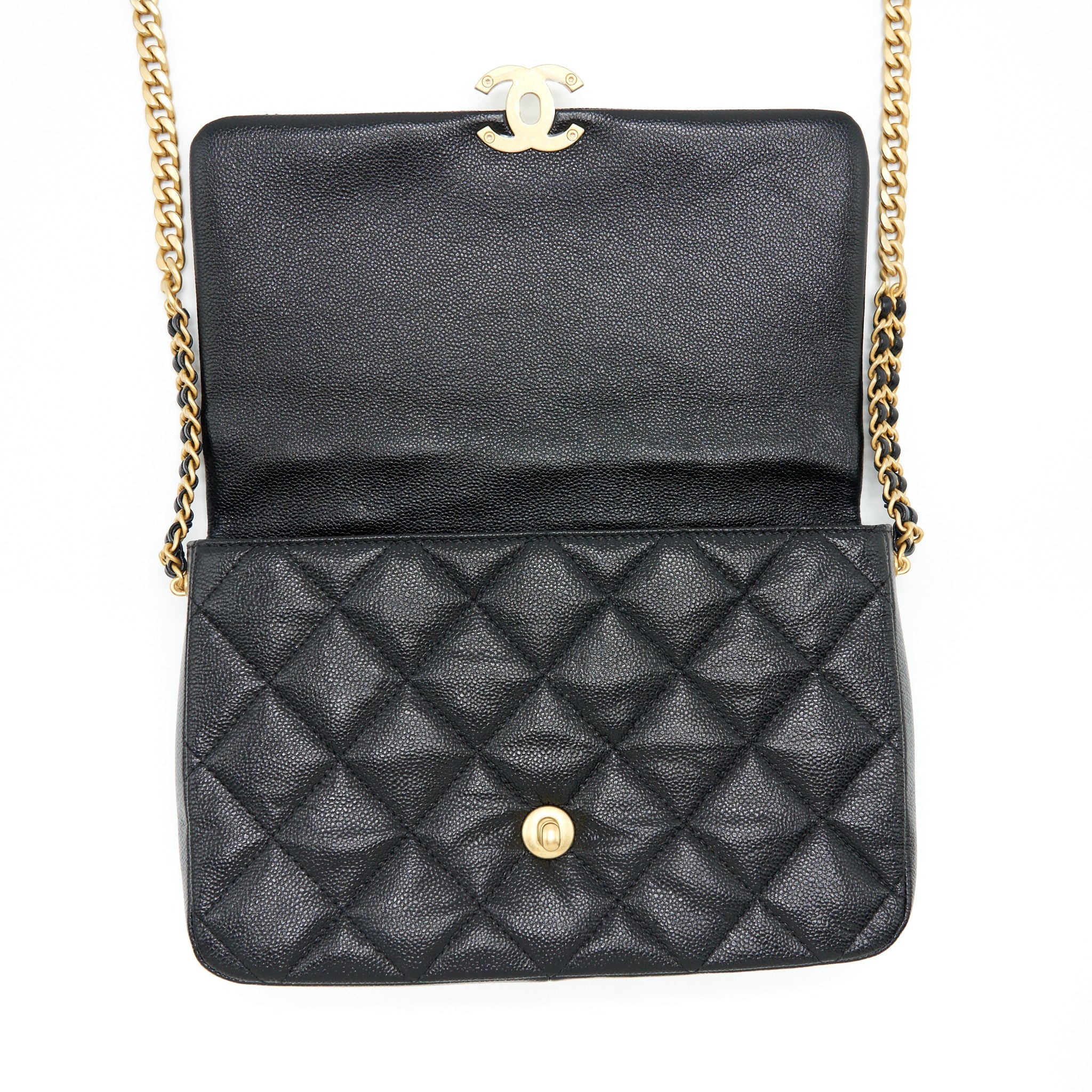 CHANEL 22P MEDIUM MELODY BAG GRAINED CALFSKIN BLACK GHW (MICROCHIP)