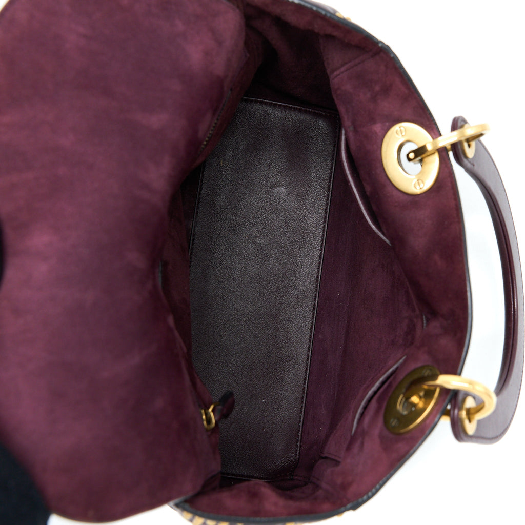 DIOR MEDIUM LADY DIOR ROCK-STUD CALFSKIN DARK RED GHW