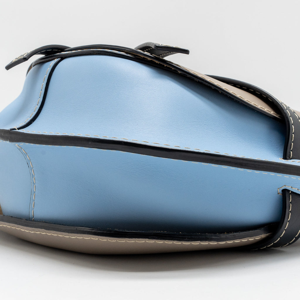 LOEWE SMALL GATE BAG CALFSKIN GREY/BLUE/MULTICOLOUR