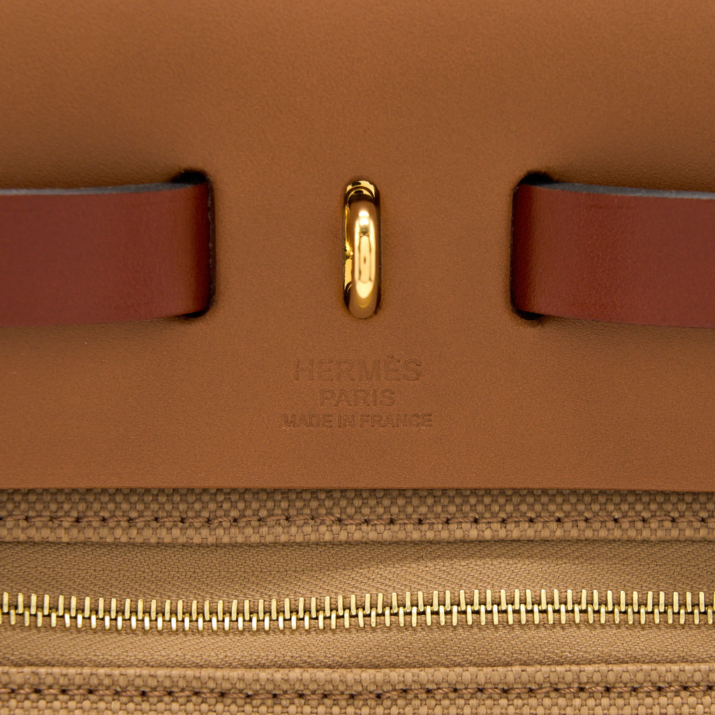 HERMES HERBAG ZIP 31 CANVAS CHAI/SABLE/FAUVE GHW